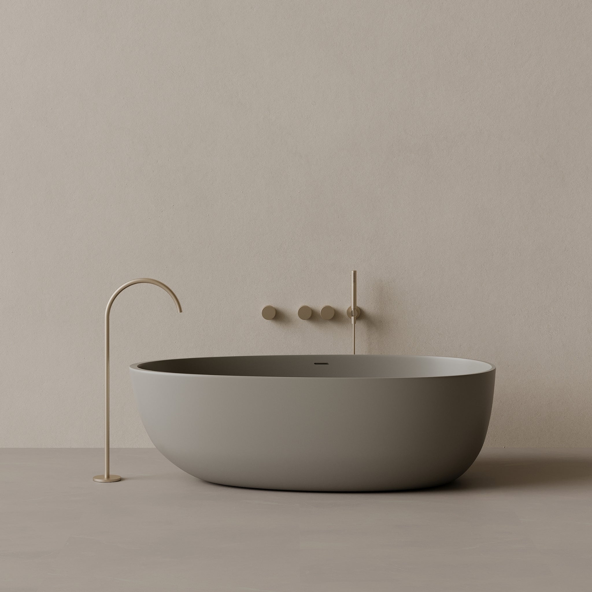 66" x 33" Oval Solid Surface Stone Resin Freestanding Bathtub