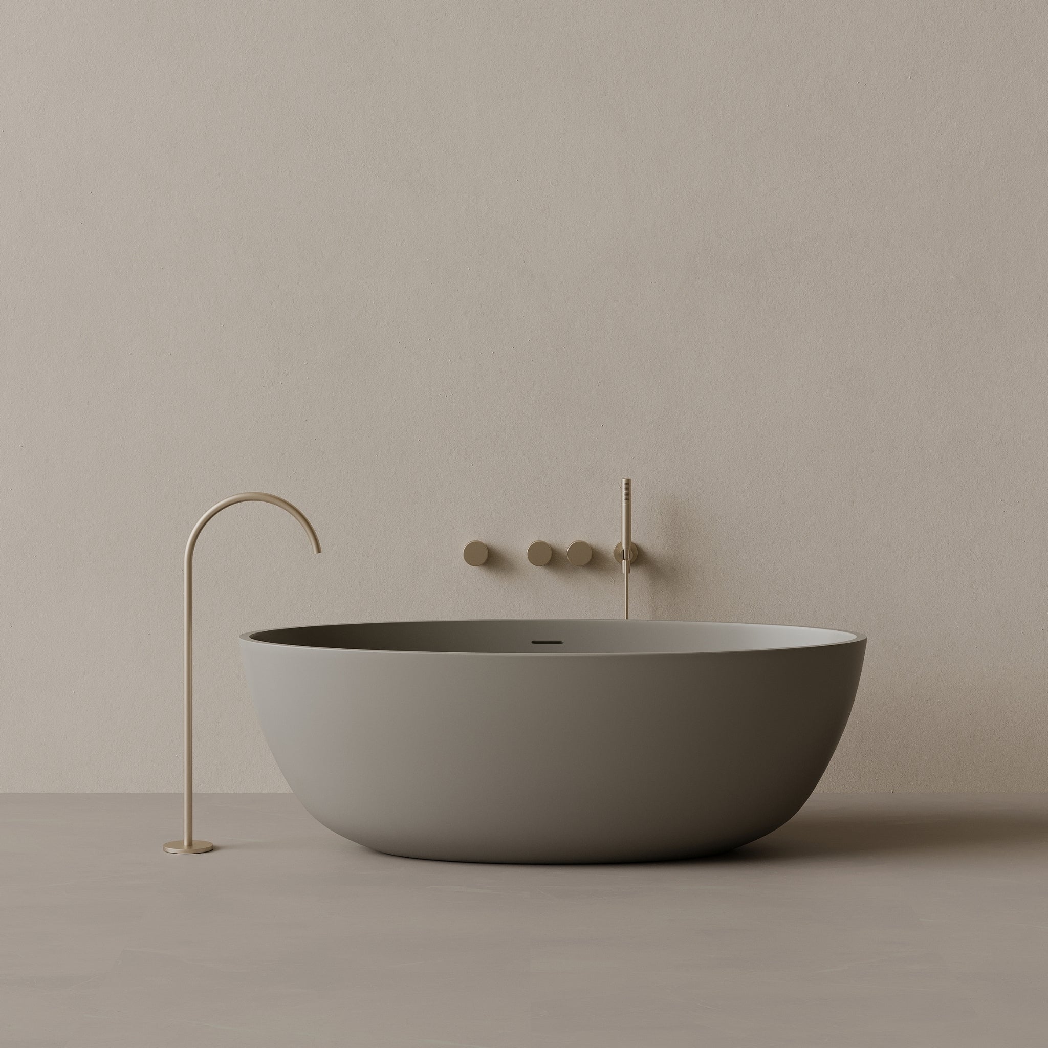 64" x 30" Oval Solid Surface Stone Resin Freestanding Bathtub