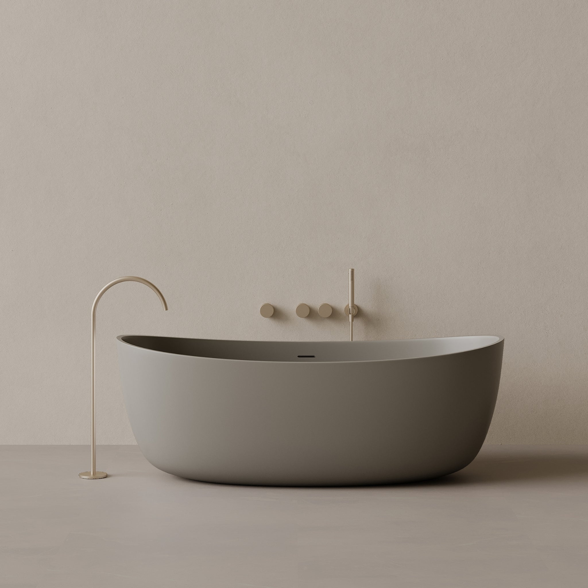 70" x 33" Oval Solid Surface Stone Resin Freestanding Bathtub