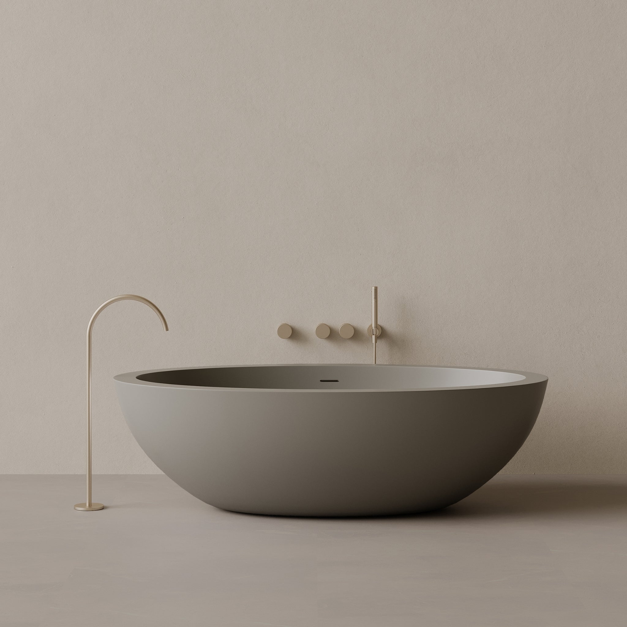 74" x 41" Oval Solid Surface Stone Resin Freestanding Bathtub