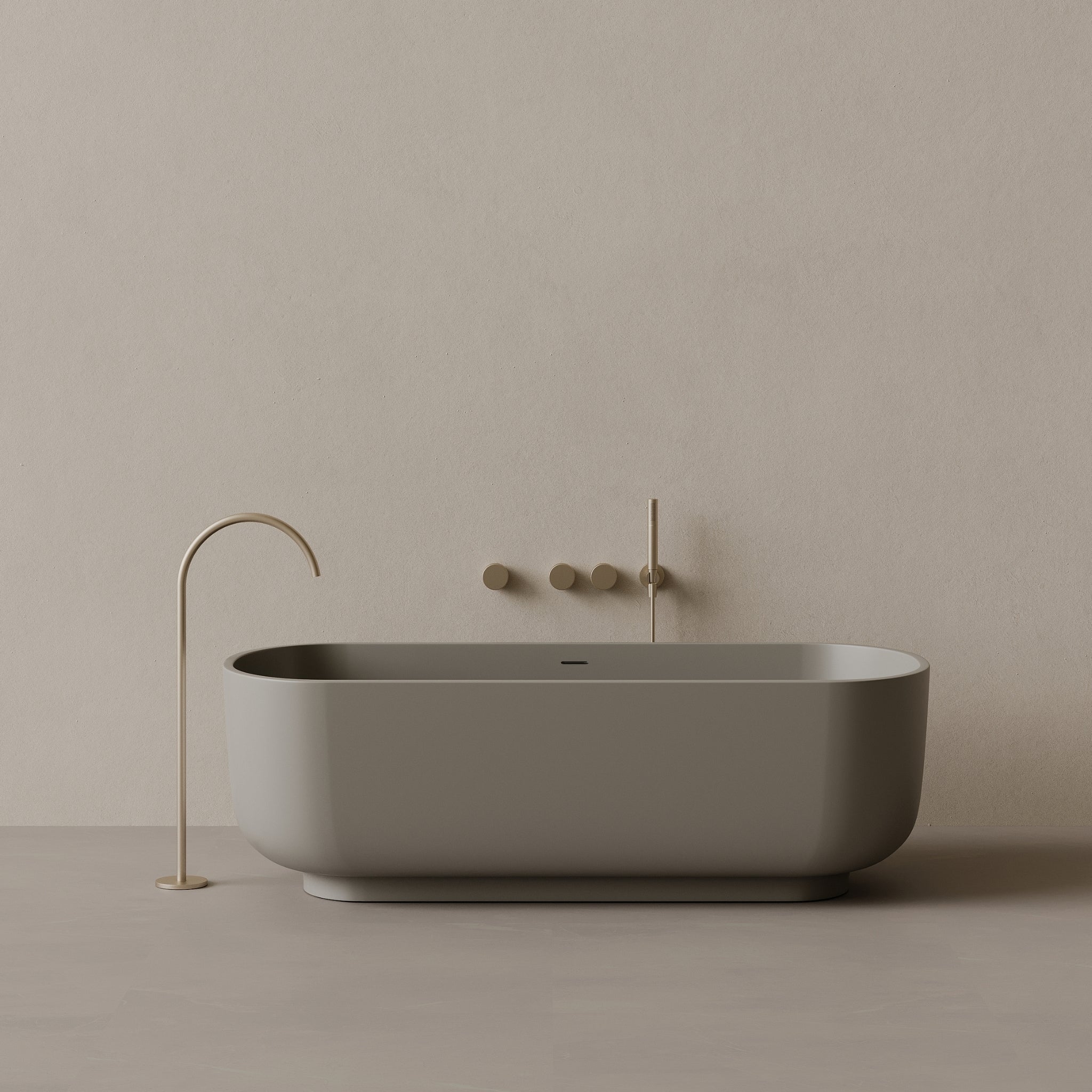 69" x 32" Oval Solid Surface Stone Resin Freestanding Bathtub