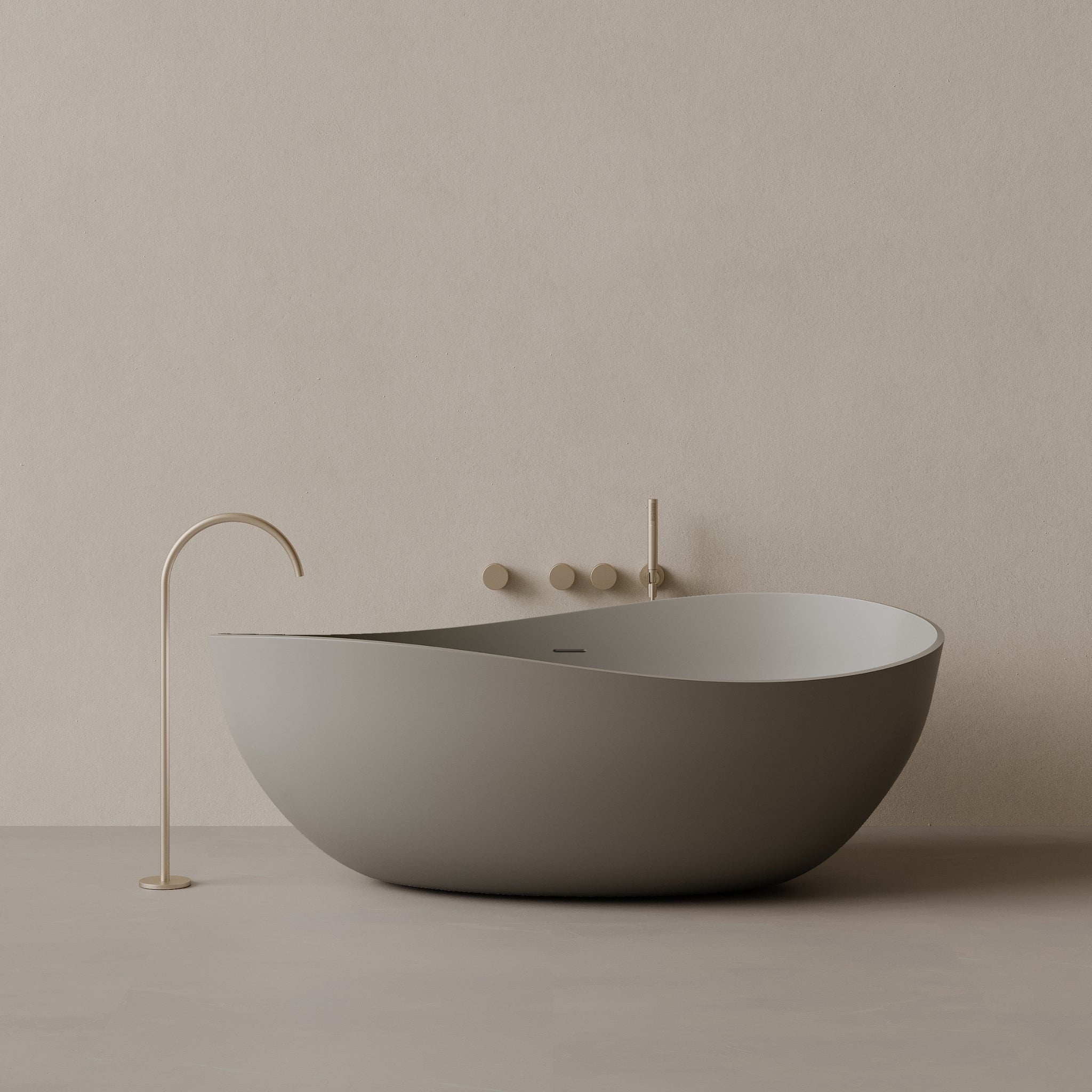 72" x 44" Oval Solid Surface Stone Resin Freestanding Bathtub