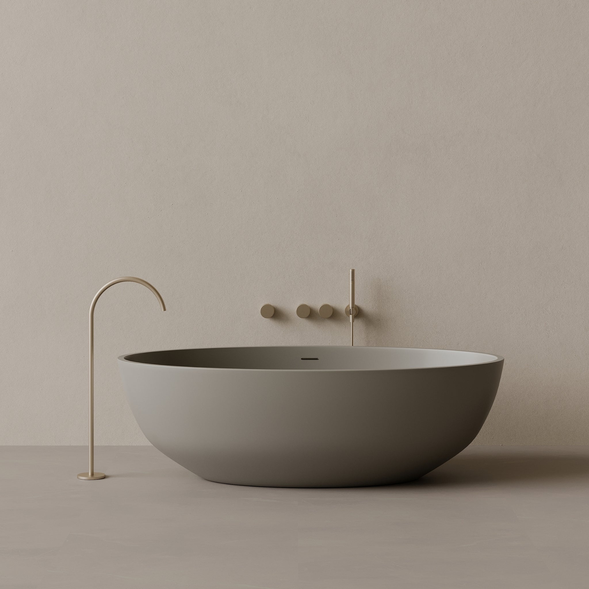 70" x 36" Oval Solid Surface Stone Resin Freestanding Bathtub