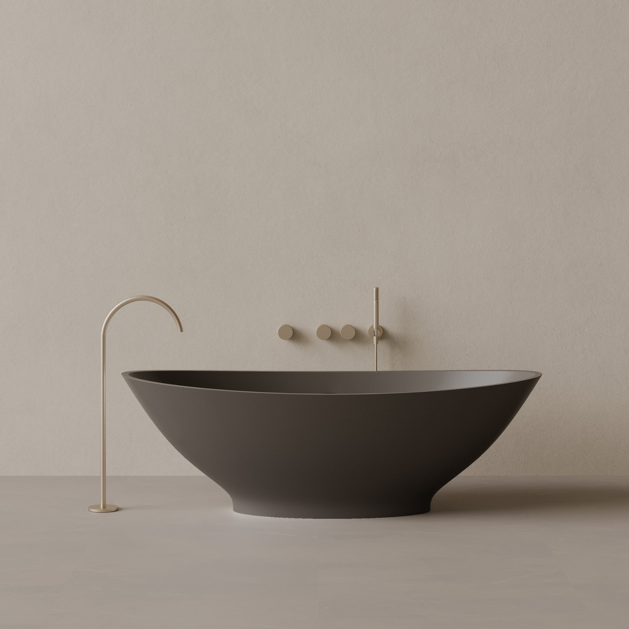 73" x 33" Oval Solid Surface Stone Resin Freestanding Bathtub