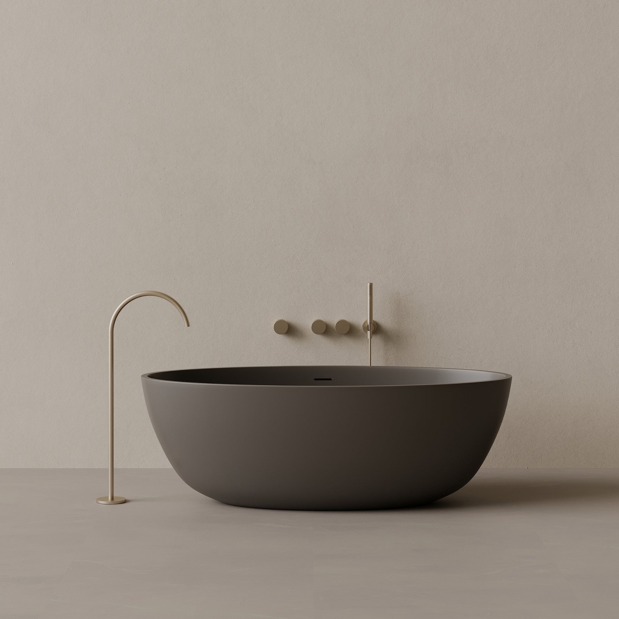 64" x 30" Oval Solid Surface Stone Resin Freestanding Bathtub