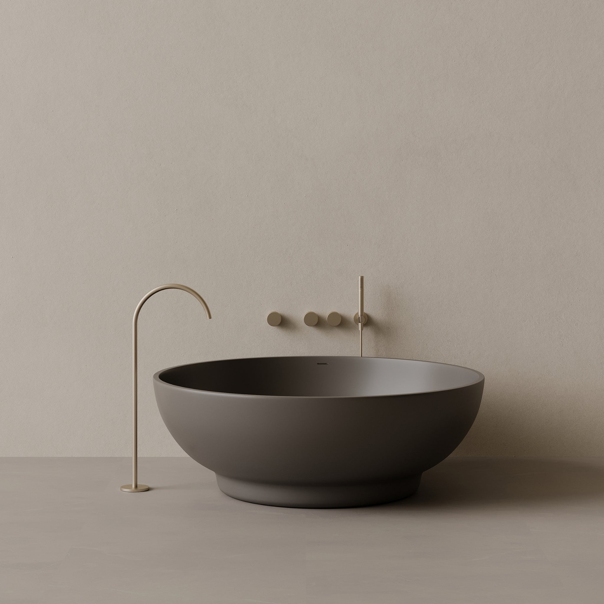 59" x 59" Round Solid Surface Stone Resin Freestanding Bathtub