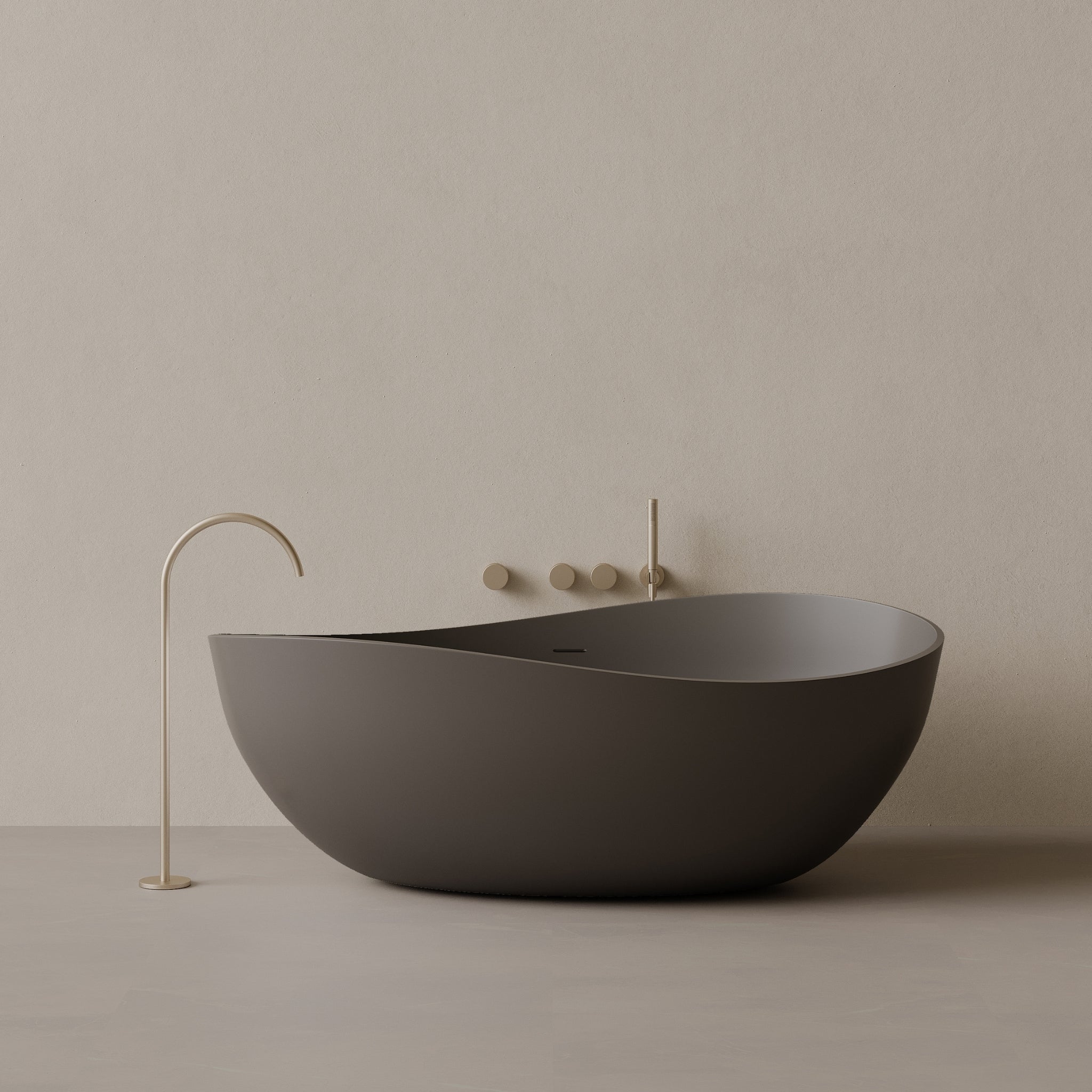 72" x 44" Oval Solid Surface Stone Resin Freestanding Bathtub