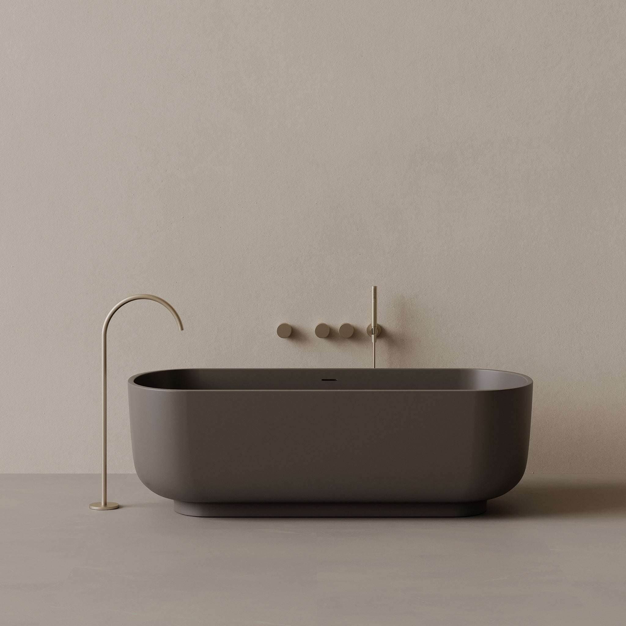 69" x 32" Oval Solid Surface Stone Resin Freestanding Bathtub