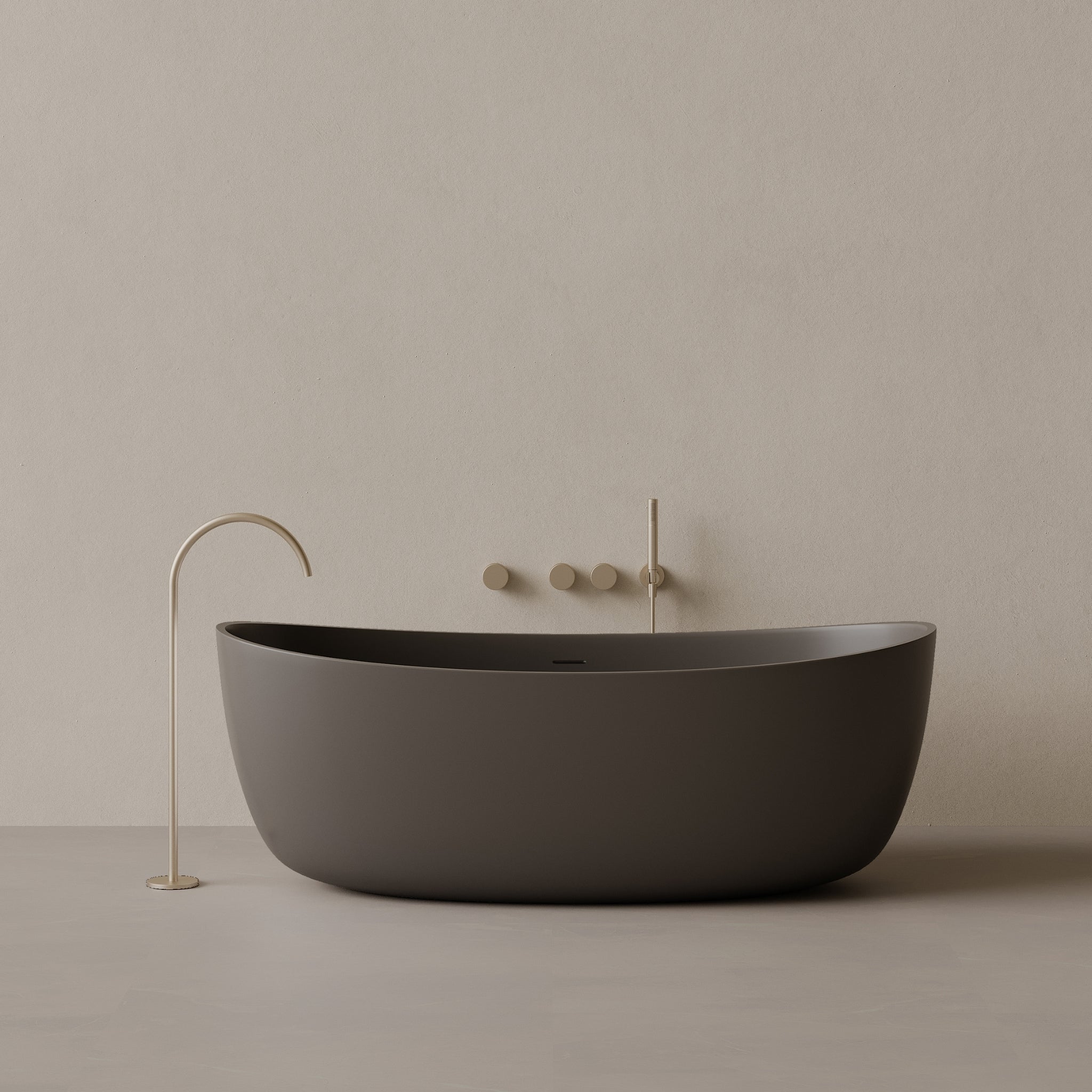 70" x 33" Oval Solid Surface Stone Resin Freestanding Bathtub