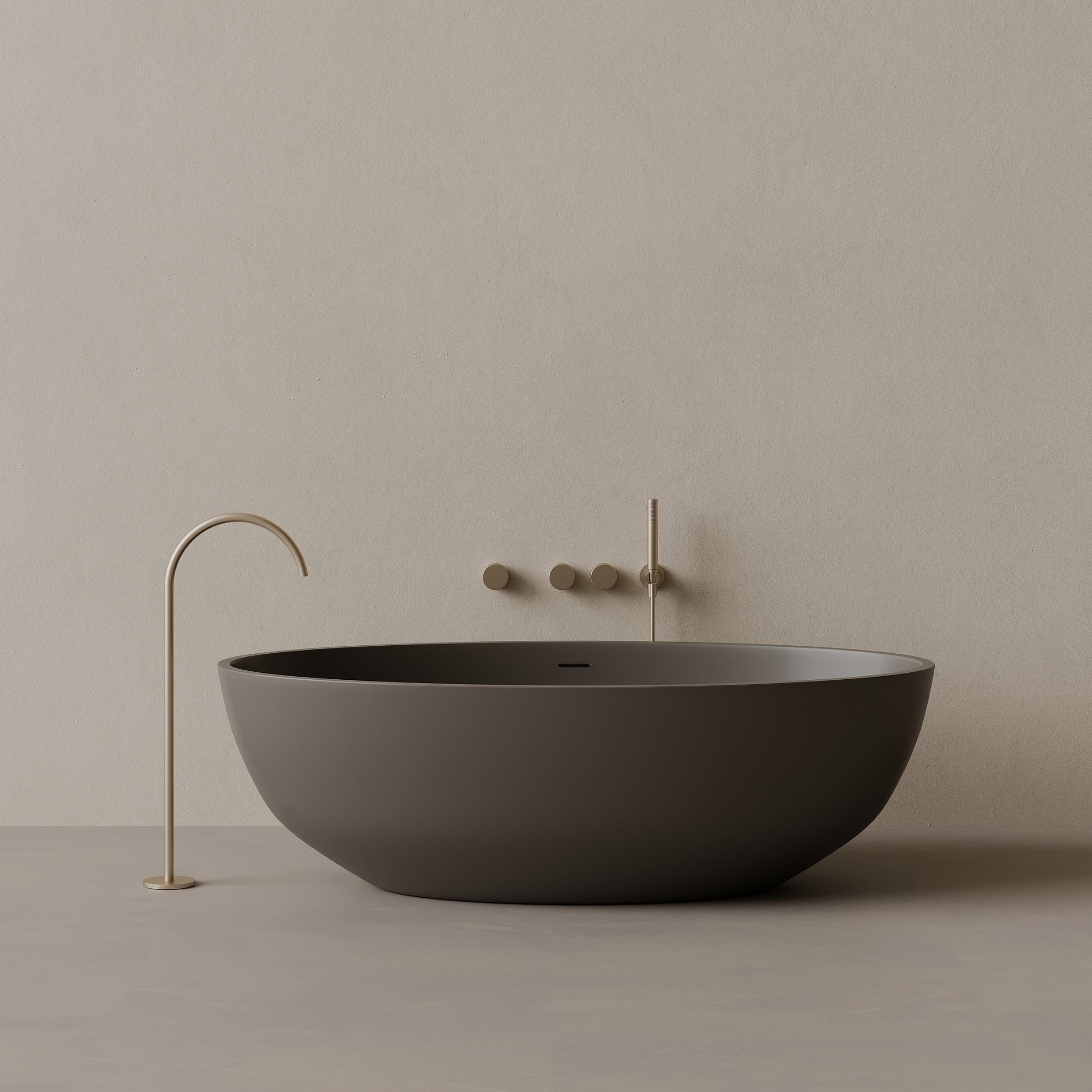 70" x 36" Oval Solid Surface Stone Resin Freestanding Bathtub