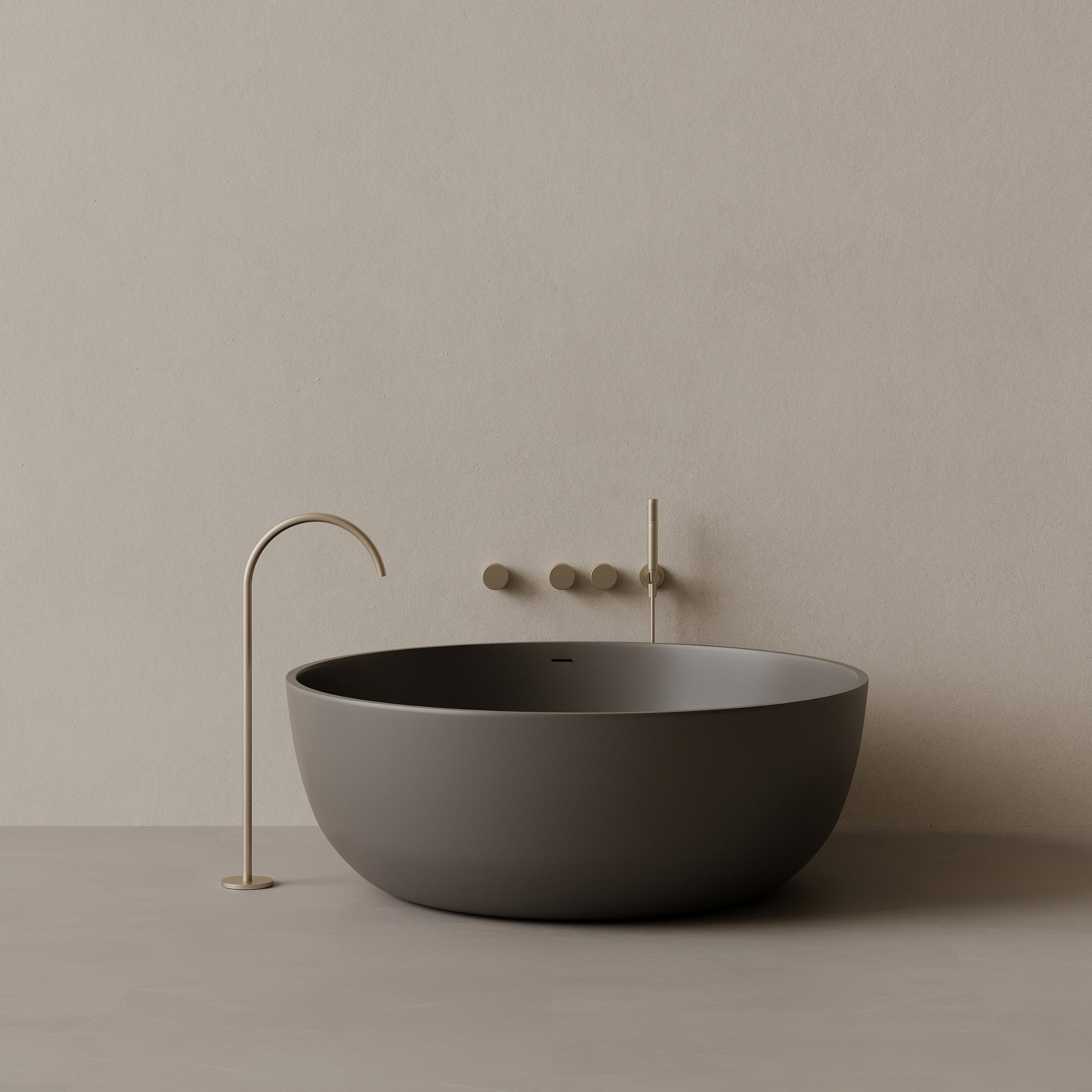 58" x 58" Round Solid Surface Stone Resin Freestanding Bathtub
