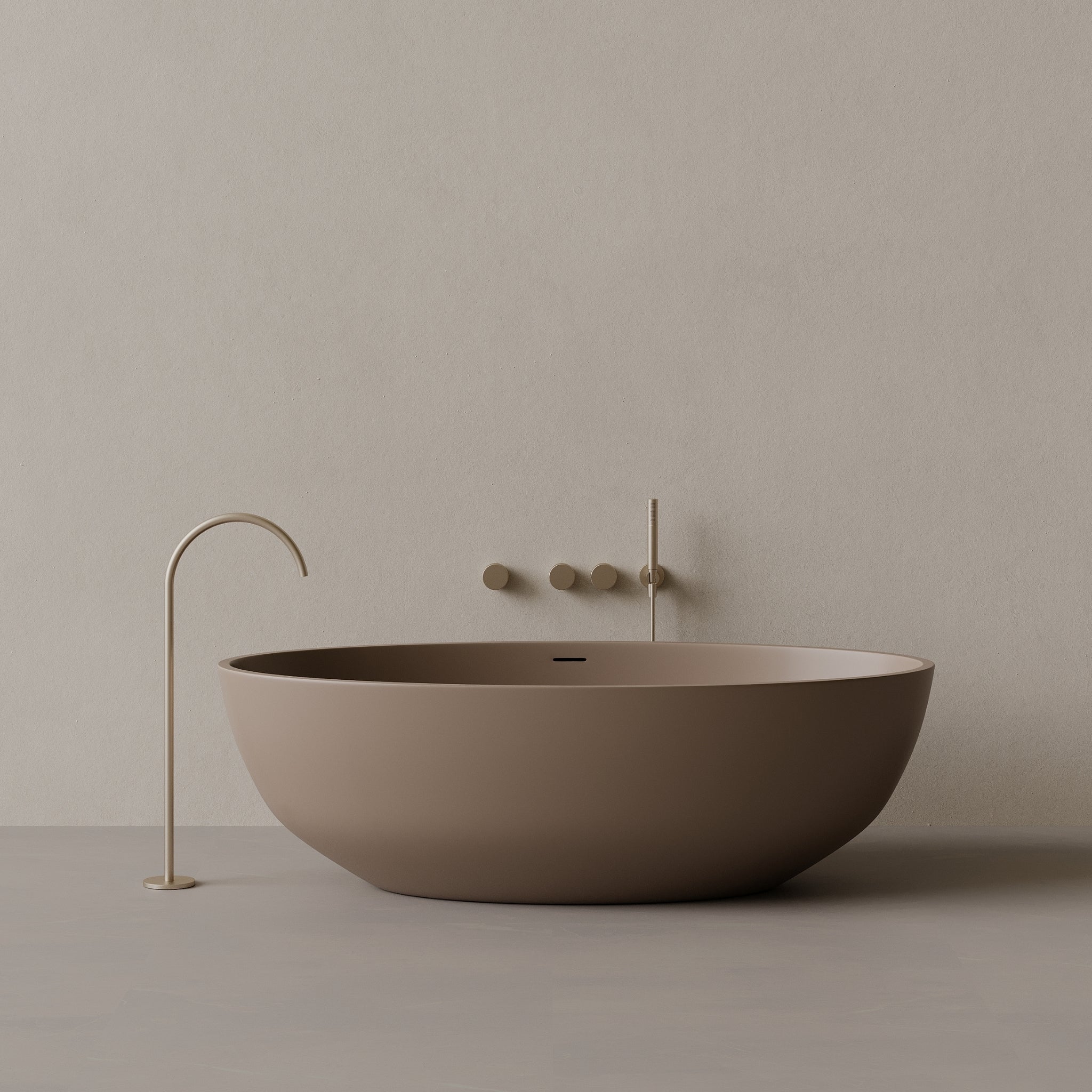 70" x 36" Oval Solid Surface Stone Resin Freestanding Bathtub