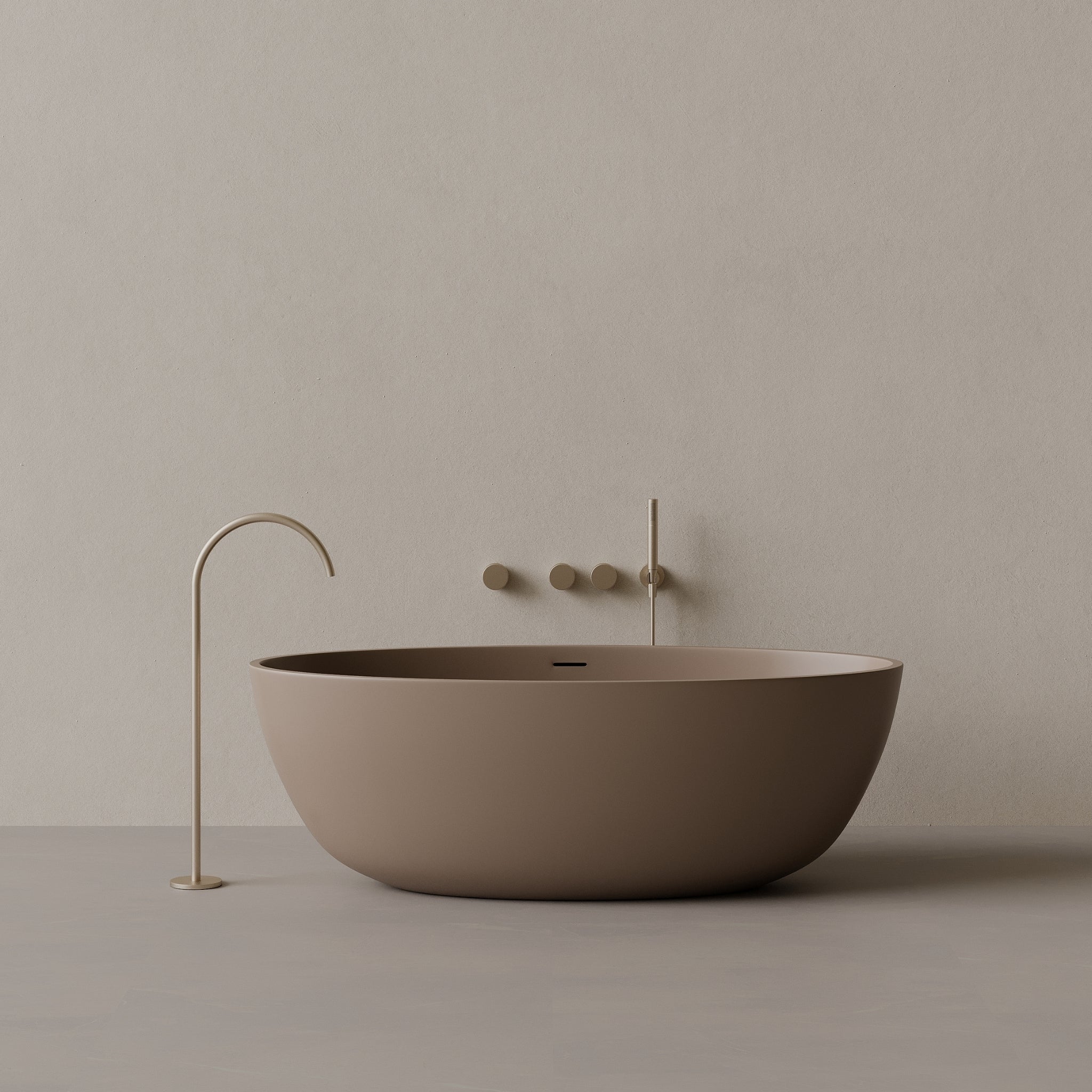 64" x 30" Oval Solid Surface Stone Resin Freestanding Bathtub