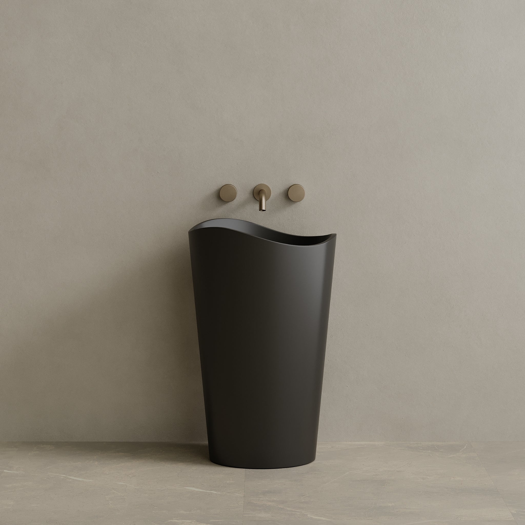 23" x 36" Solid Surface Stone Resin Round Pedestal Sink