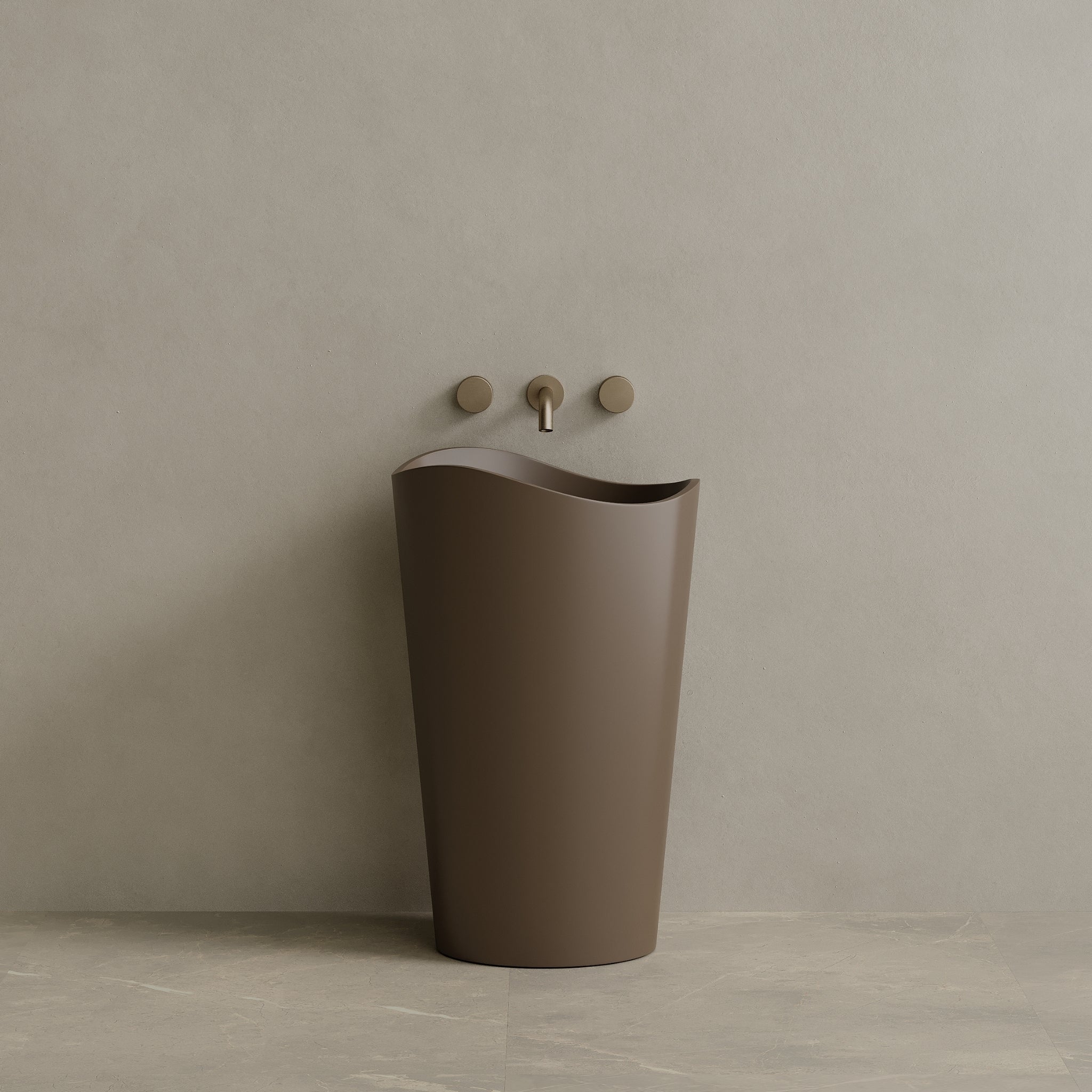 23" x 36" Solid Surface Stone Resin Round Pedestal Sink