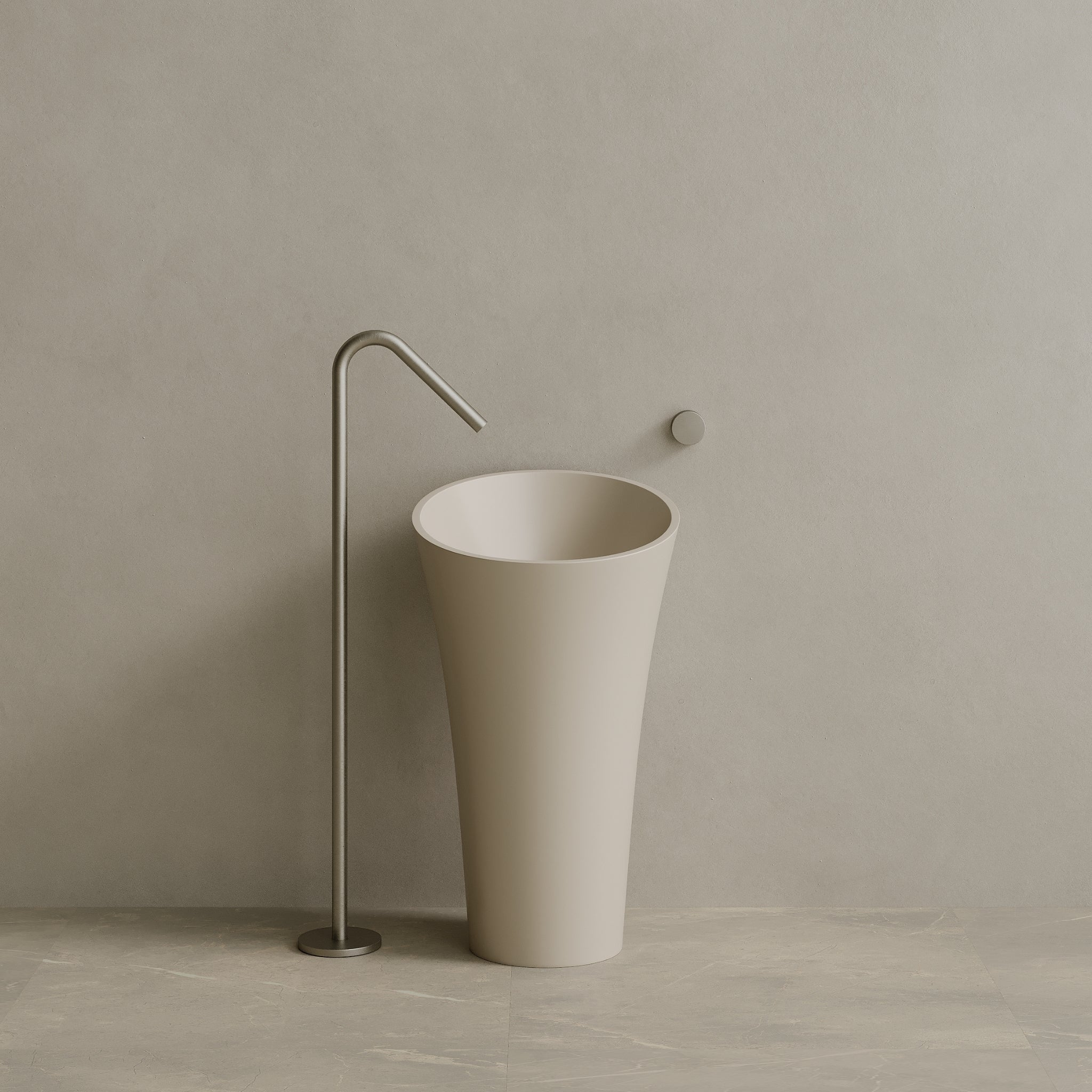 21" x 36" Solid Surface Stone Resin Pedestal Sink