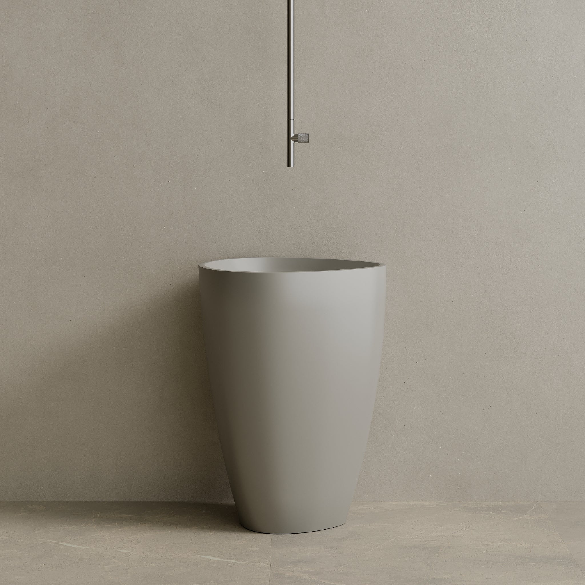 18" x 33" Solid Surface Stone Resin Round Pedestal Sink