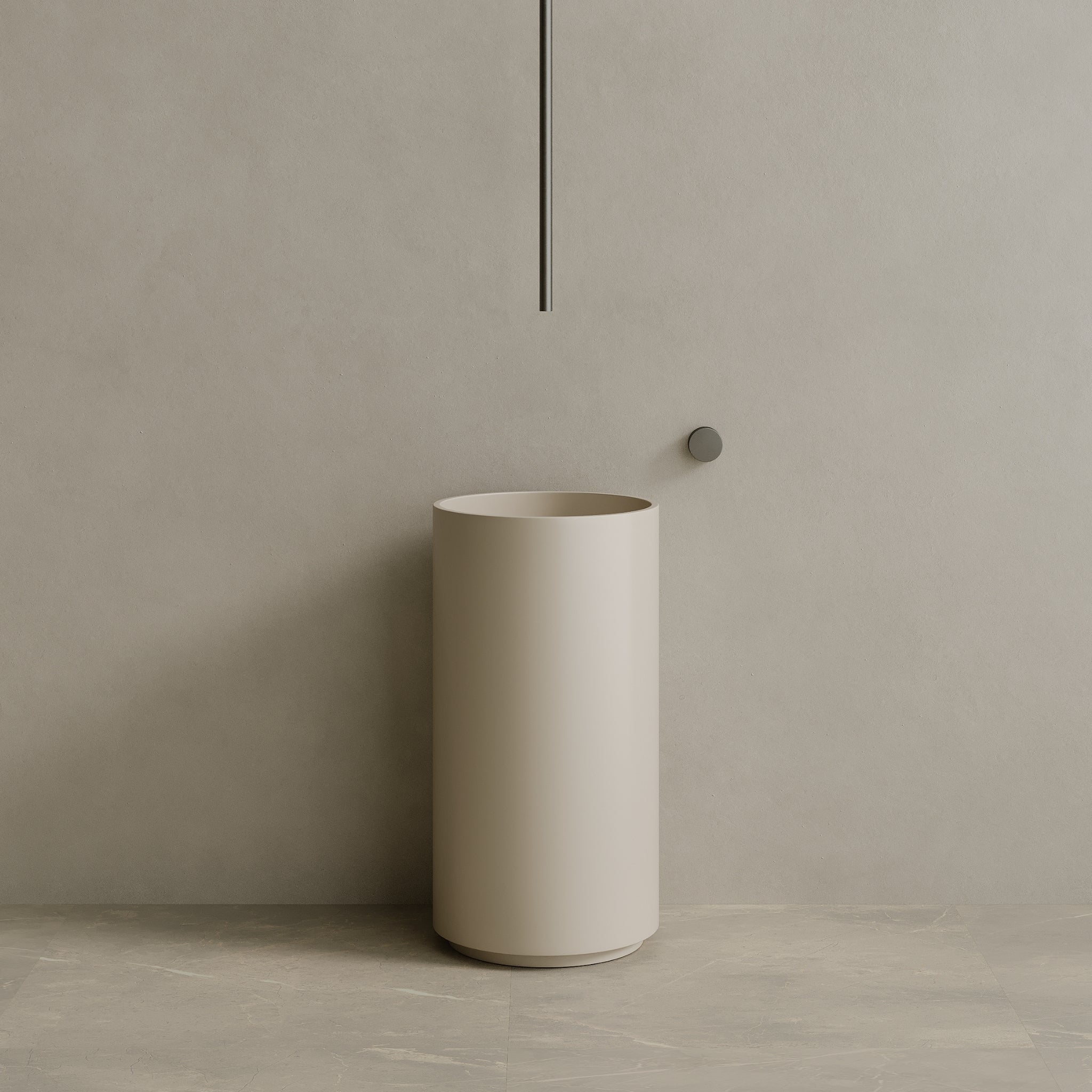 18" x 34" Solid Surface Stone Resin Round Pedestal Sink