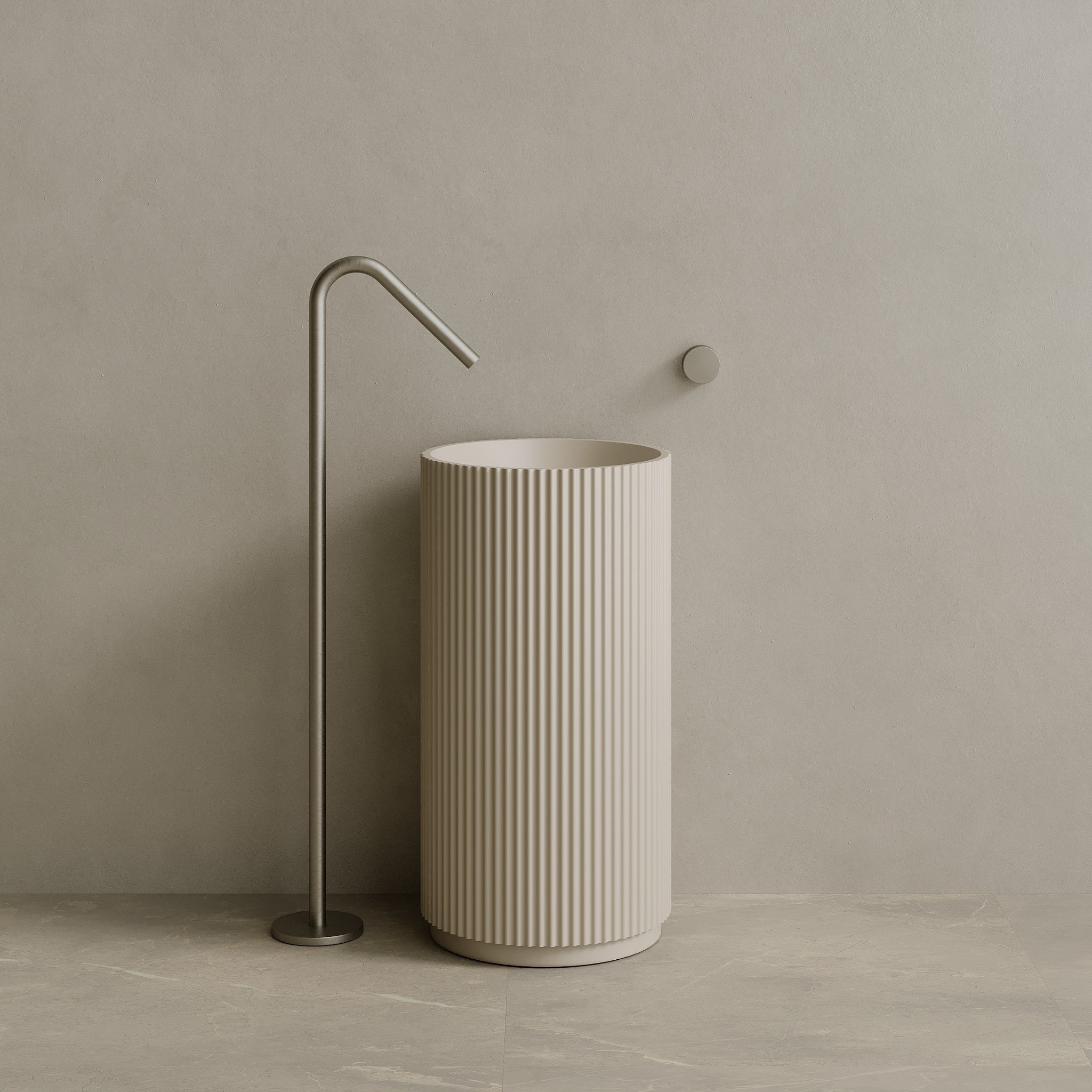 18" x 33" Solid Surface Stone Resin Round Pedestal Sink