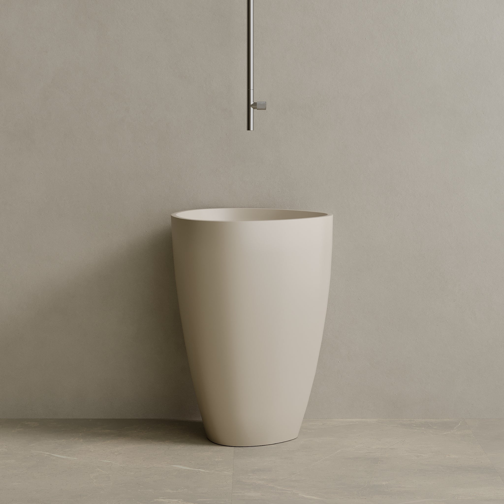 18" x 33" Solid Surface Stone Resin Round Pedestal Sink