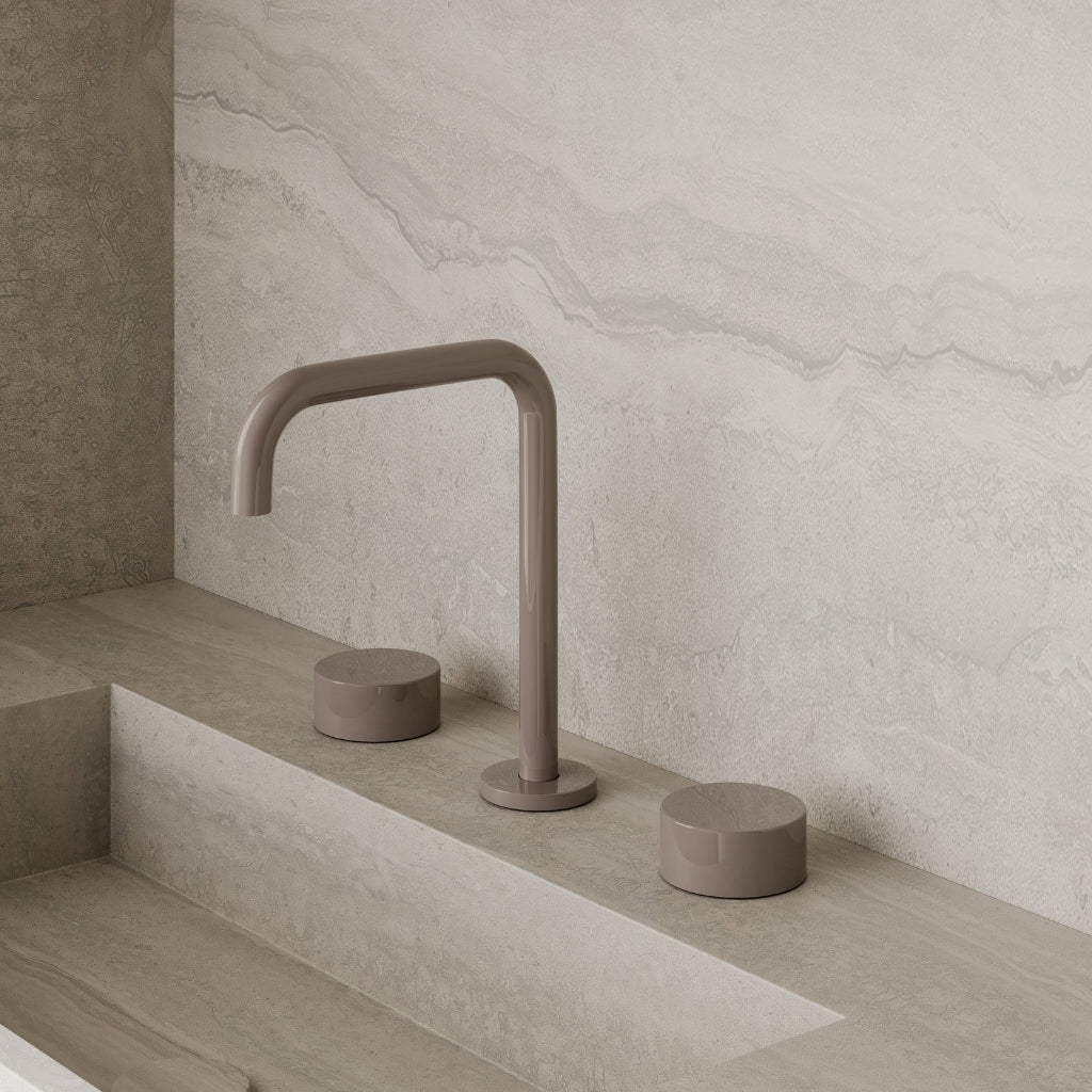 Modern Widespread Square Counter-Mounted Faucet with Circular Knobs