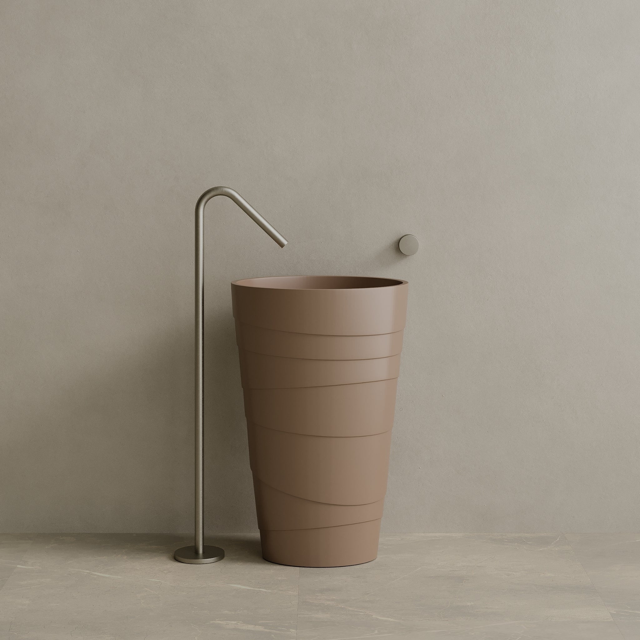 16" x 35" Solid Surface Stone Resin Round Pedestal Sink