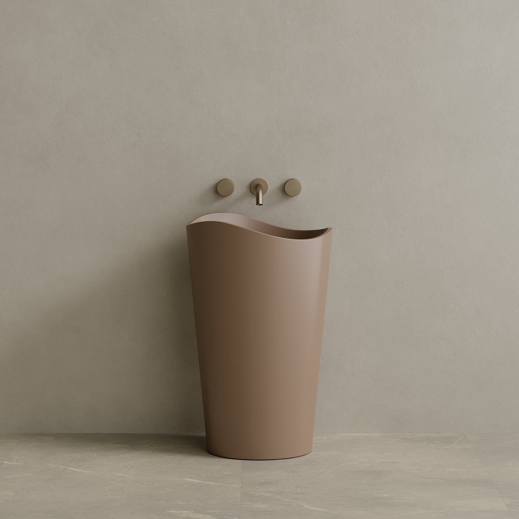 23" x 36" Solid Surface Stone Resin Round Pedestal Sink