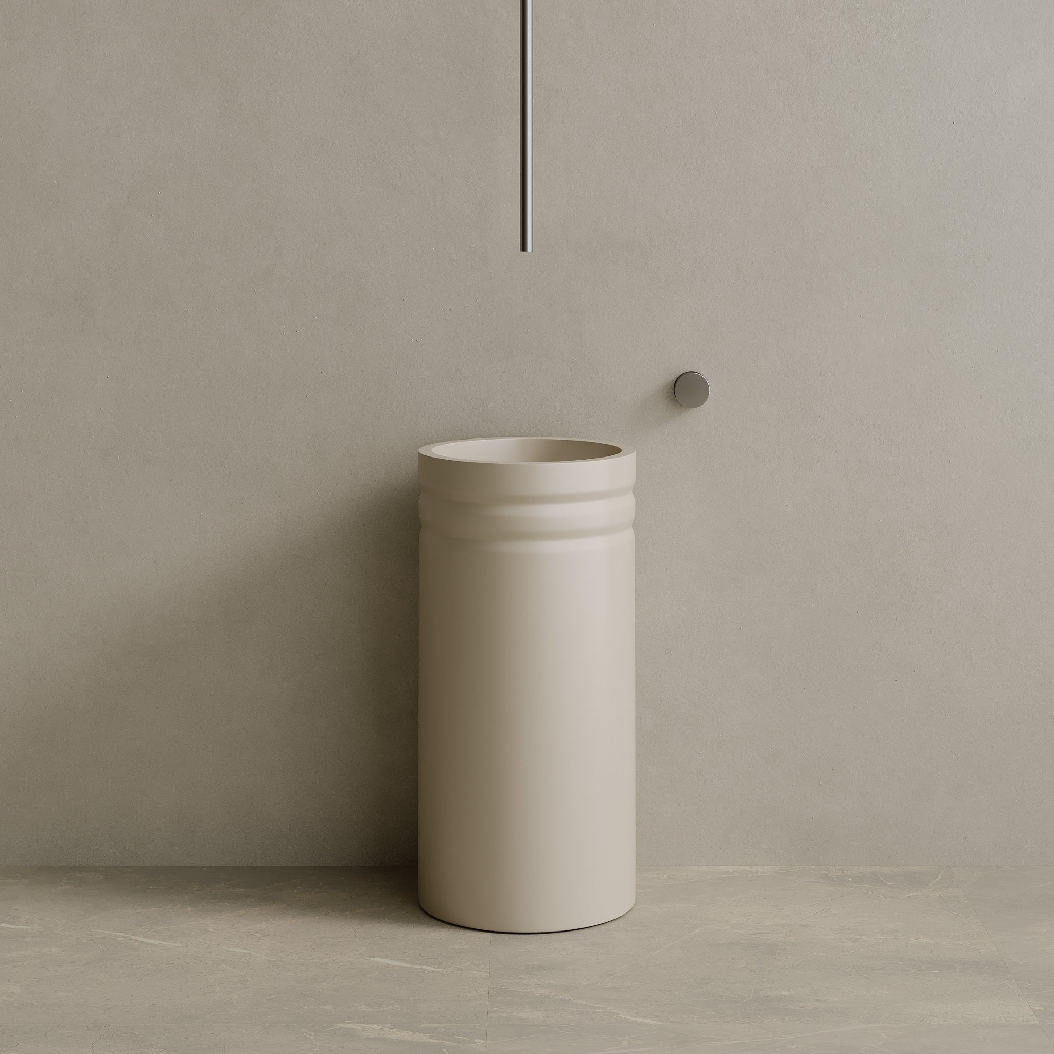 17" x 33" Solid Surface Stone Resin Round Pedestal Sink