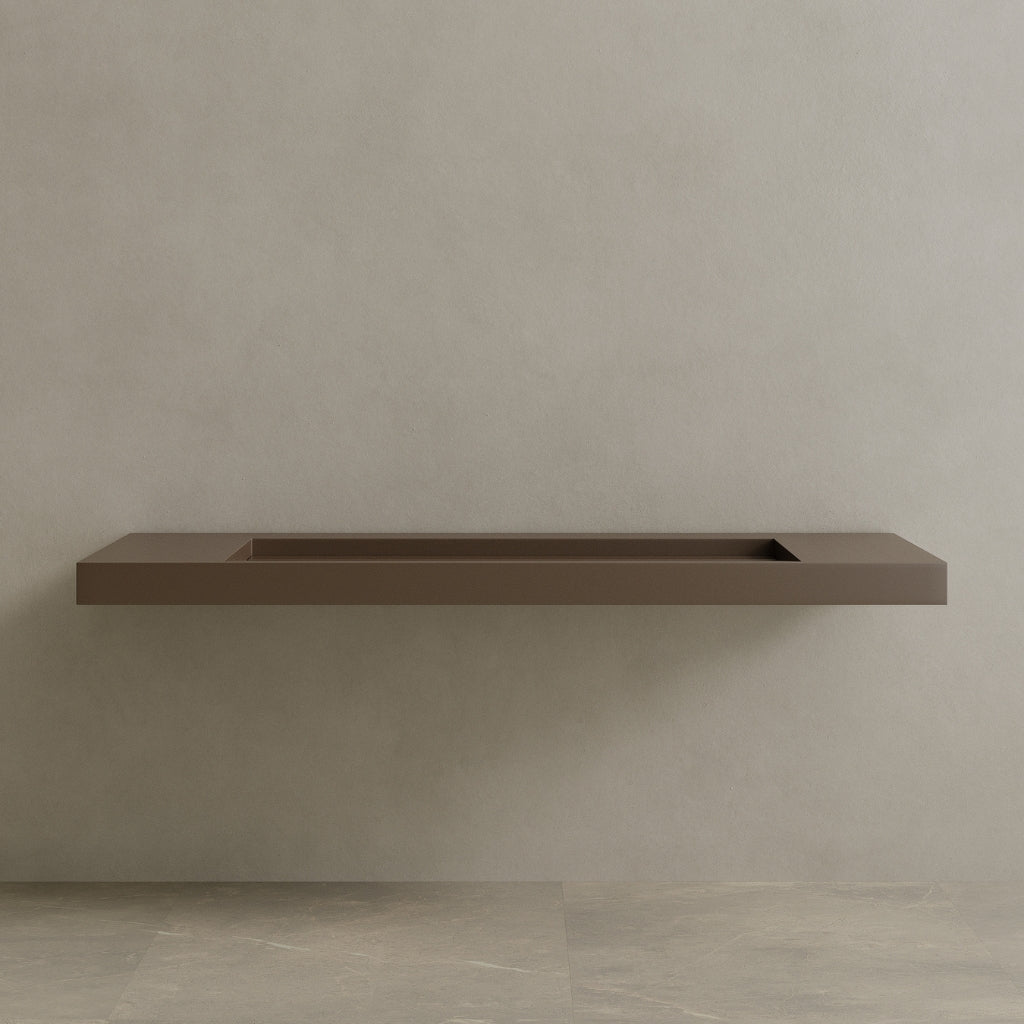 72" Floating Stone Resin Vanity Top with Single Sink