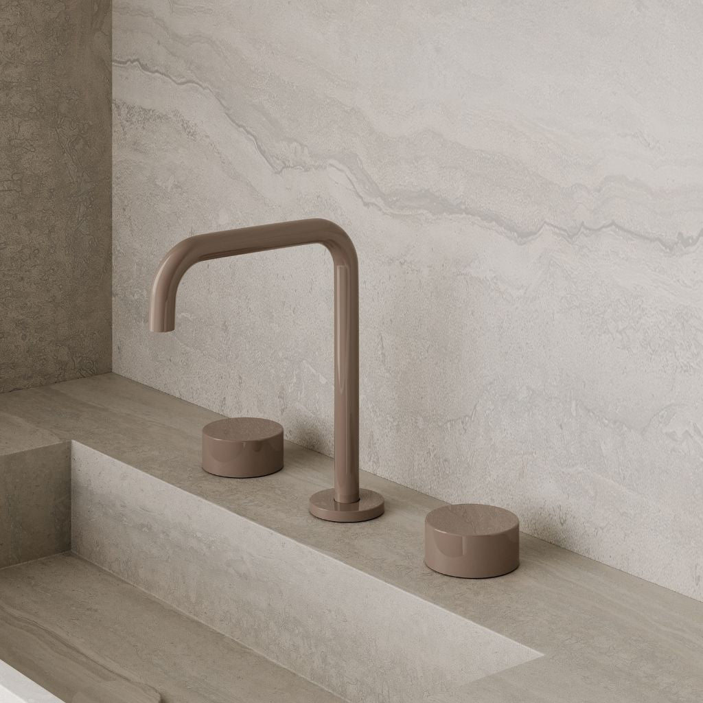 Modern Widespread Square Counter-Mounted Faucet with Circular Knobs