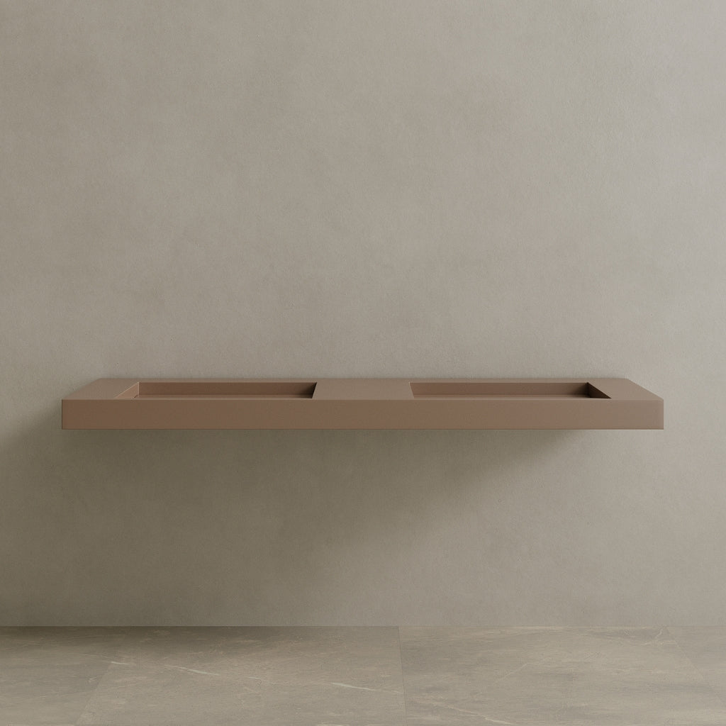 70" Floating Stone Resin Vanity Top with Double Sink