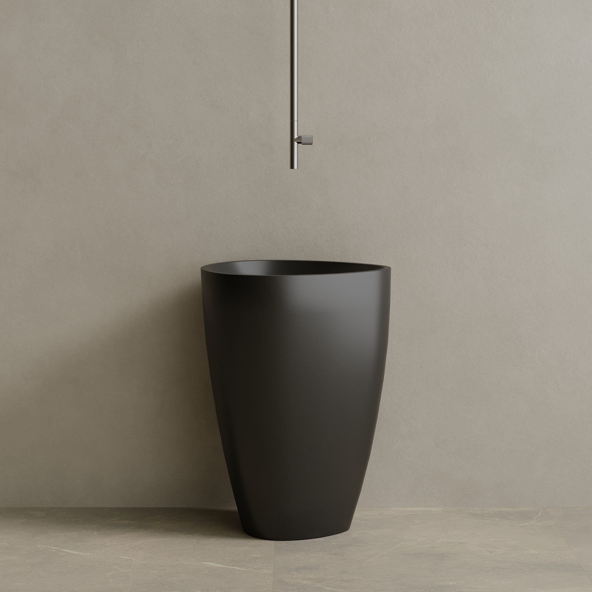18" x 33" Solid Surface Stone Resin Round Pedestal Sink