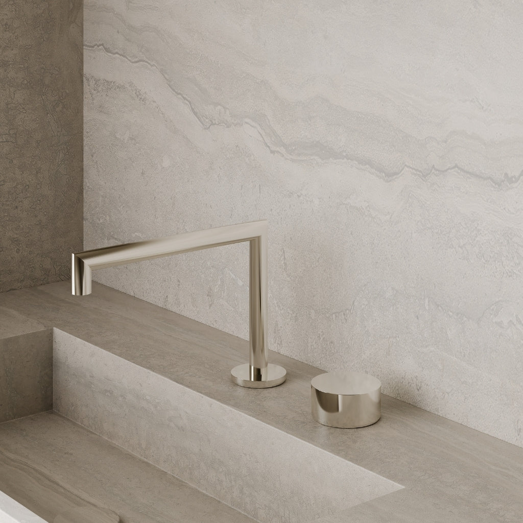 Modern Square Counter-Mounted Faucet with Circular Knobs