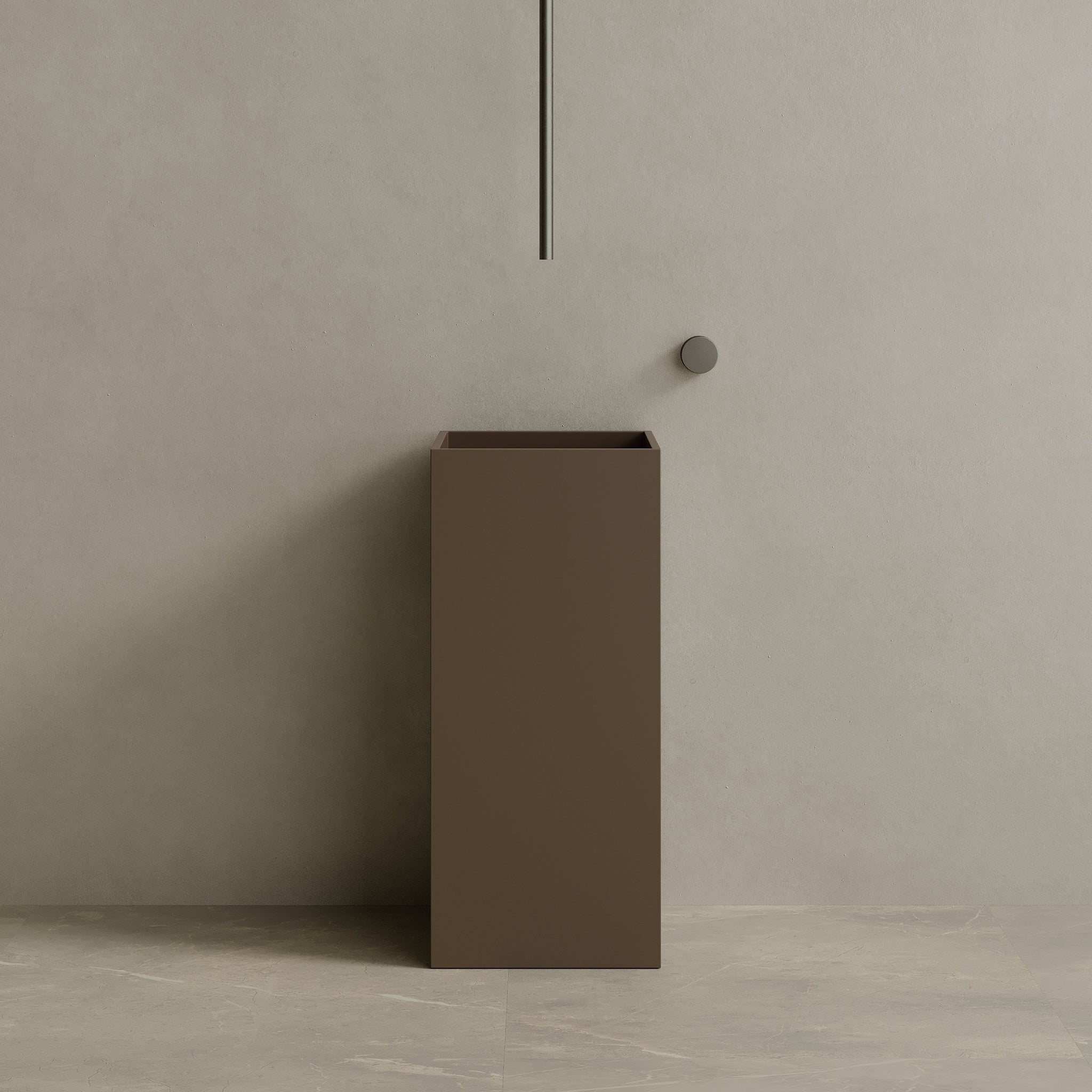 16” x 35” Square Solid Surface Stone Resin Pedestal Sink