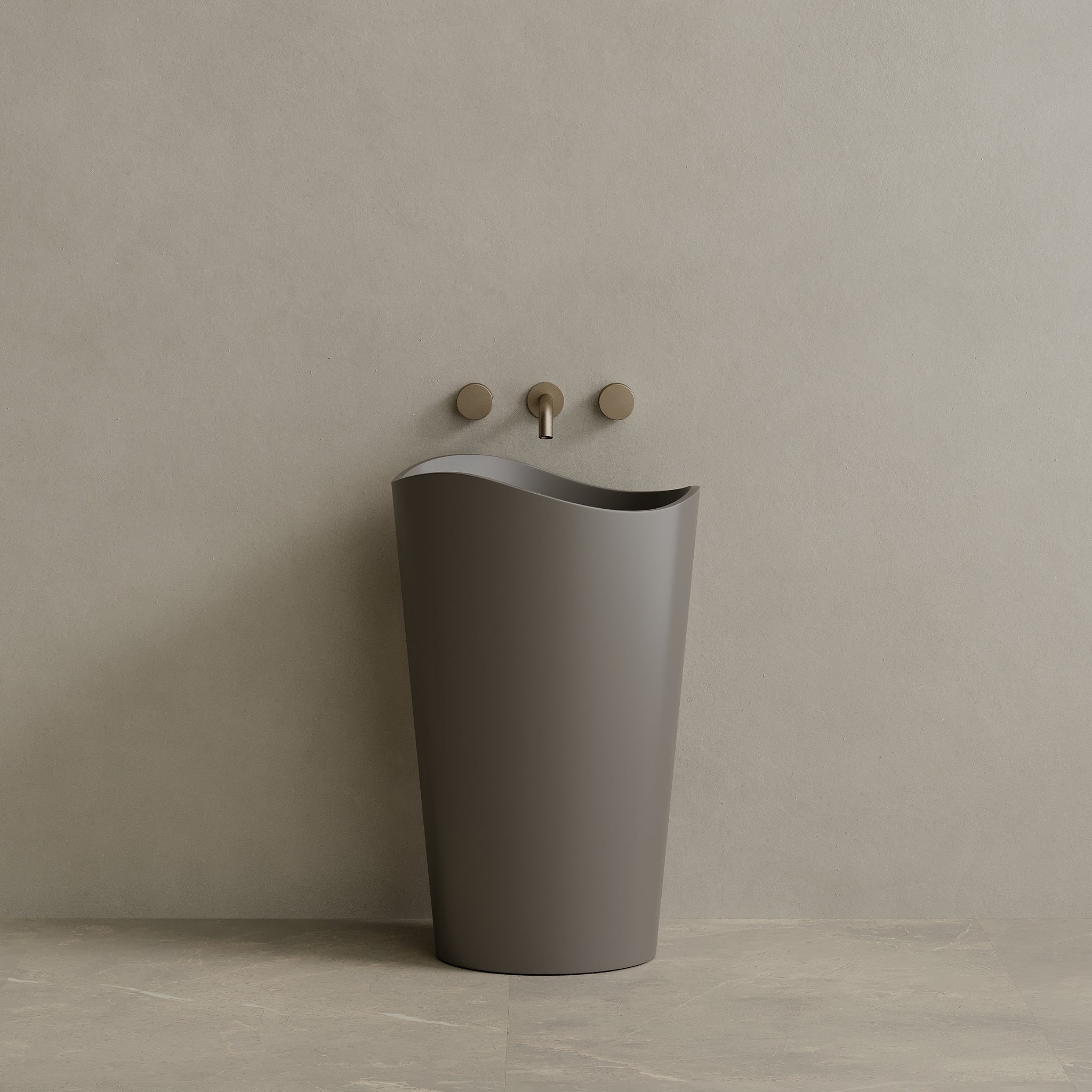 23" x 36" Solid Surface Stone Resin Round Pedestal Sink