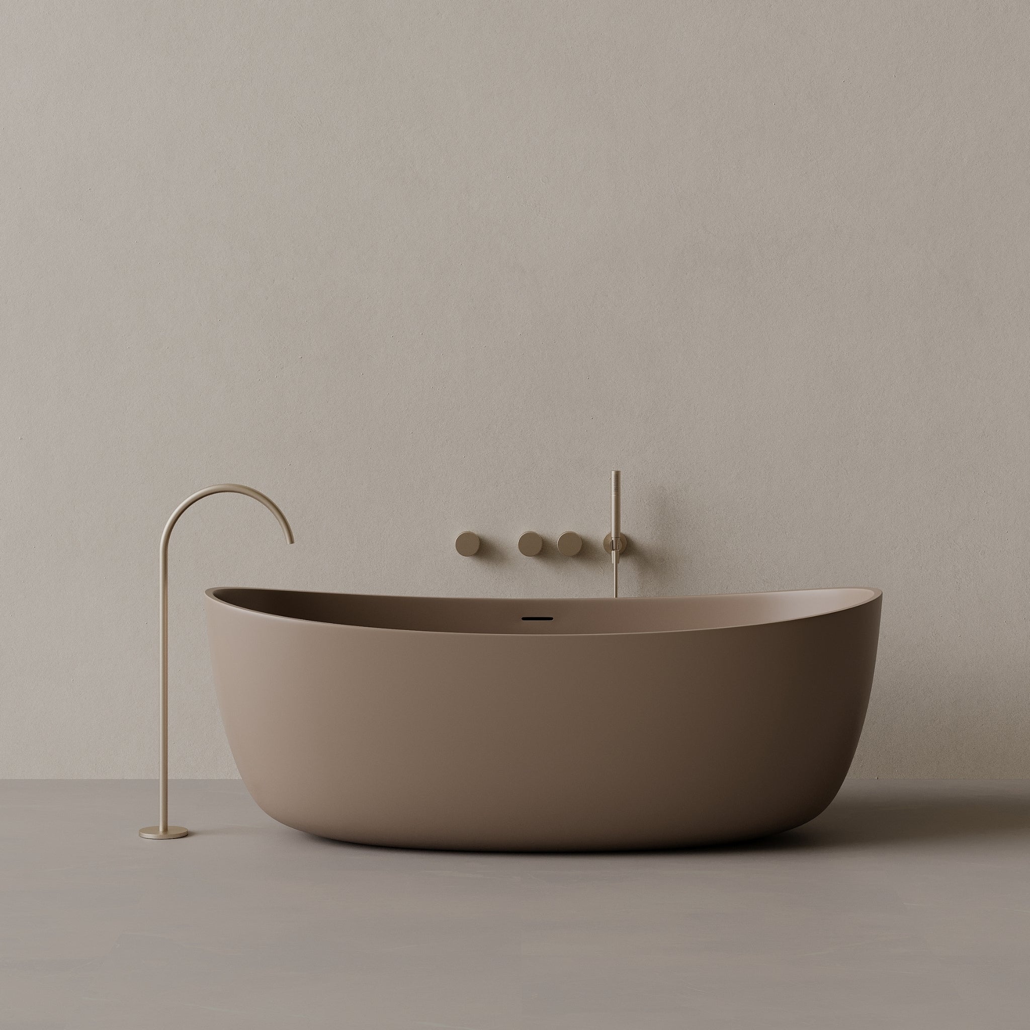 70" x 33" Oval Solid Surface Stone Resin Freestanding Bathtub