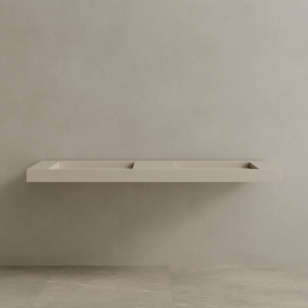 70" Floating Stone Resin Vanity Top with Double Sink