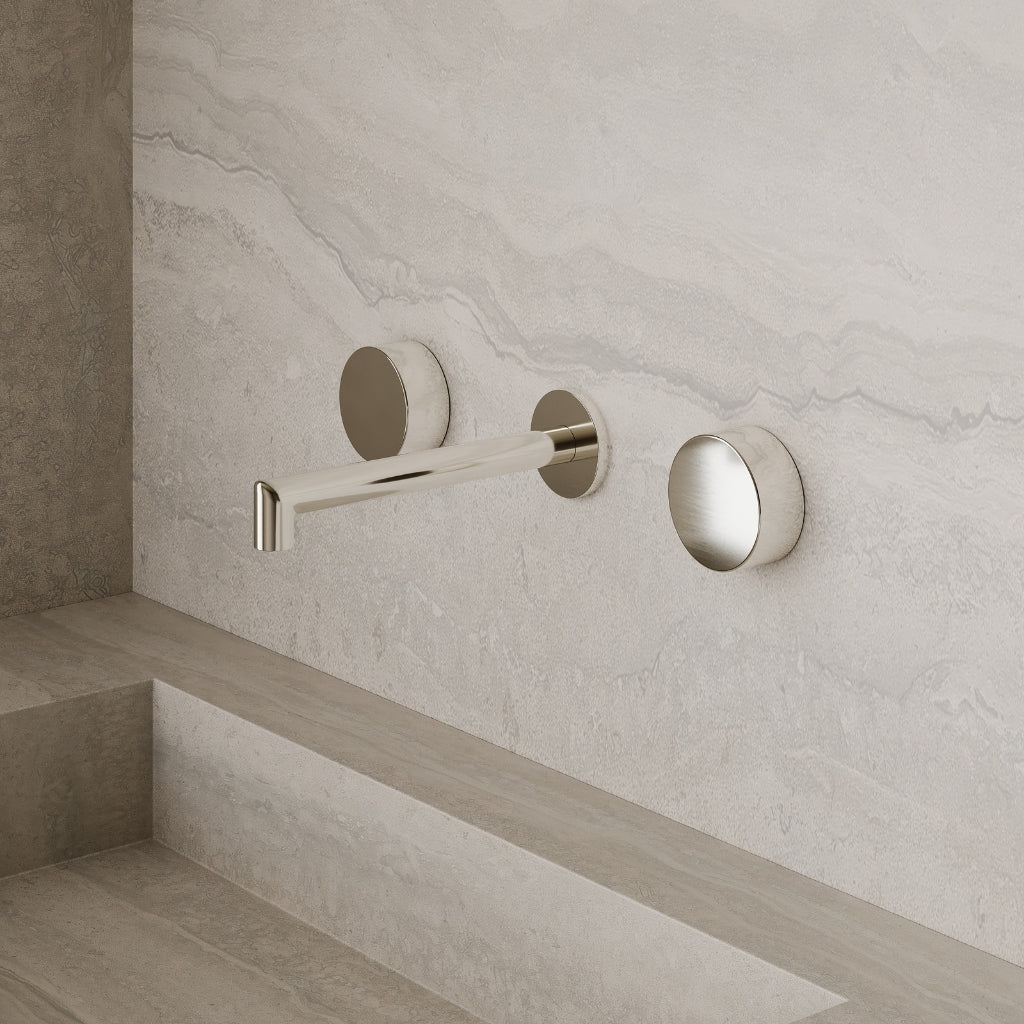 Modern Square Wall-Mounted Faucet with Circular Knobs