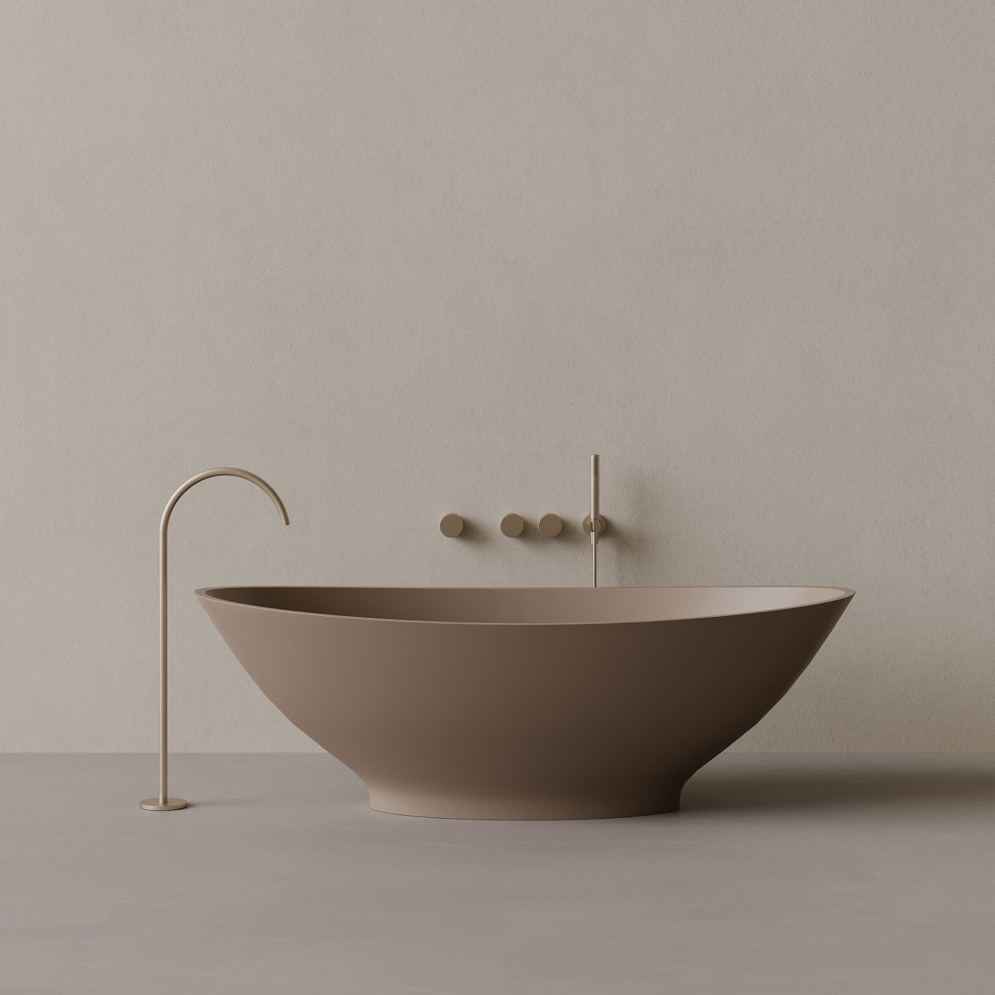 73" x 33" Oval Solid Surface Stone Resin Freestanding Bathtub