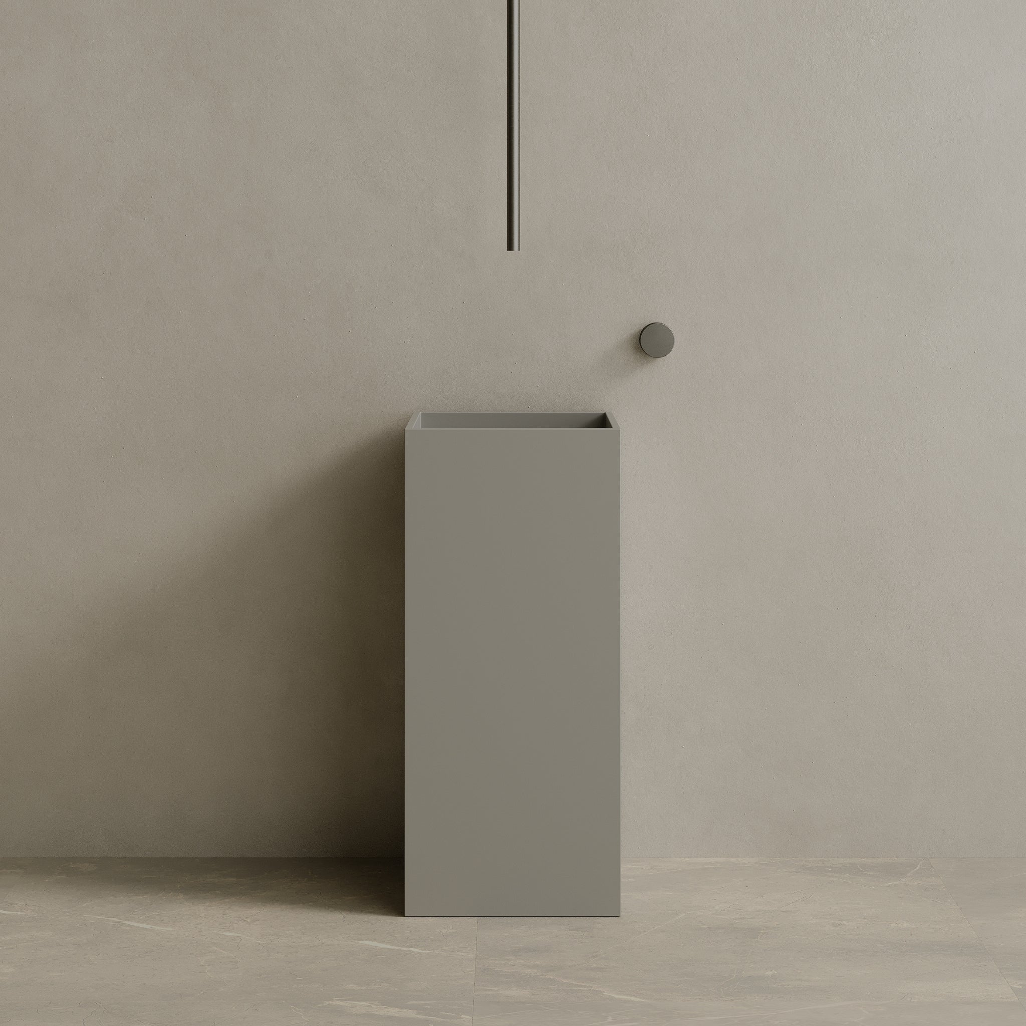 16” x 35” Square Solid Surface Stone Resin Pedestal Sink