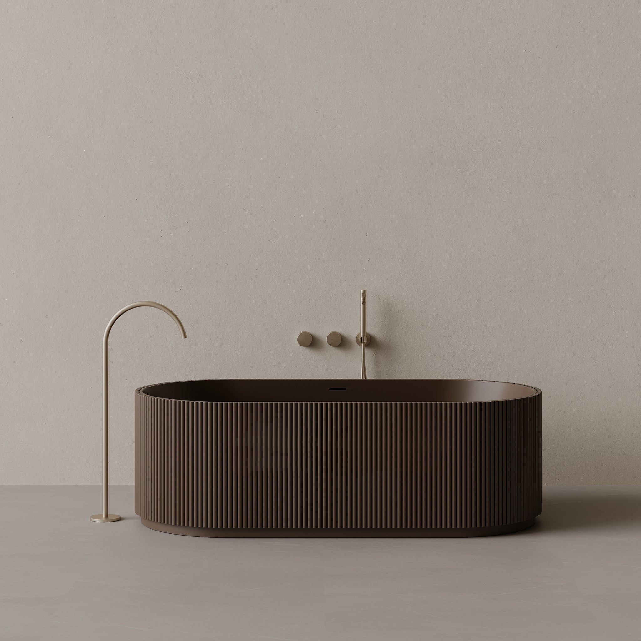 65" x 31" Oval Solid Surface Stone Resin Freestanding Bathtub