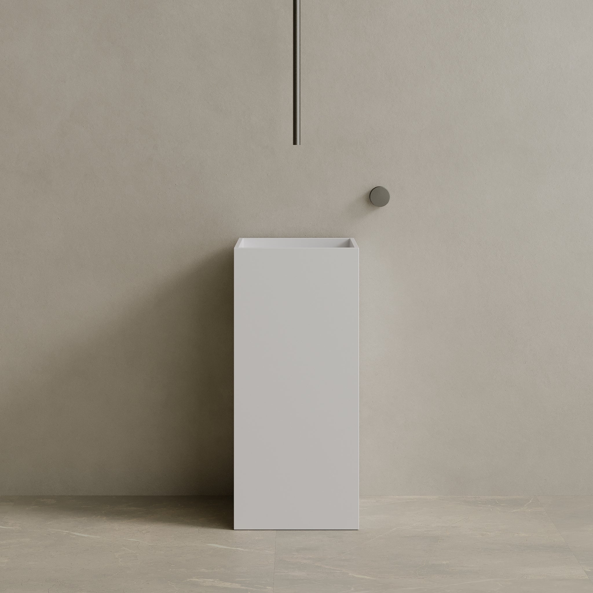 16” x 35” Square Solid Surface Stone Resin Pedestal Sink