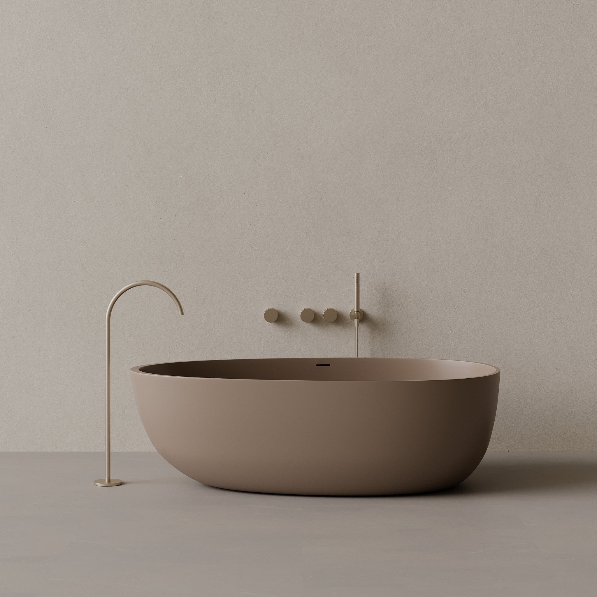 66" x 33" Oval Solid Surface Stone Resin Freestanding Bathtub