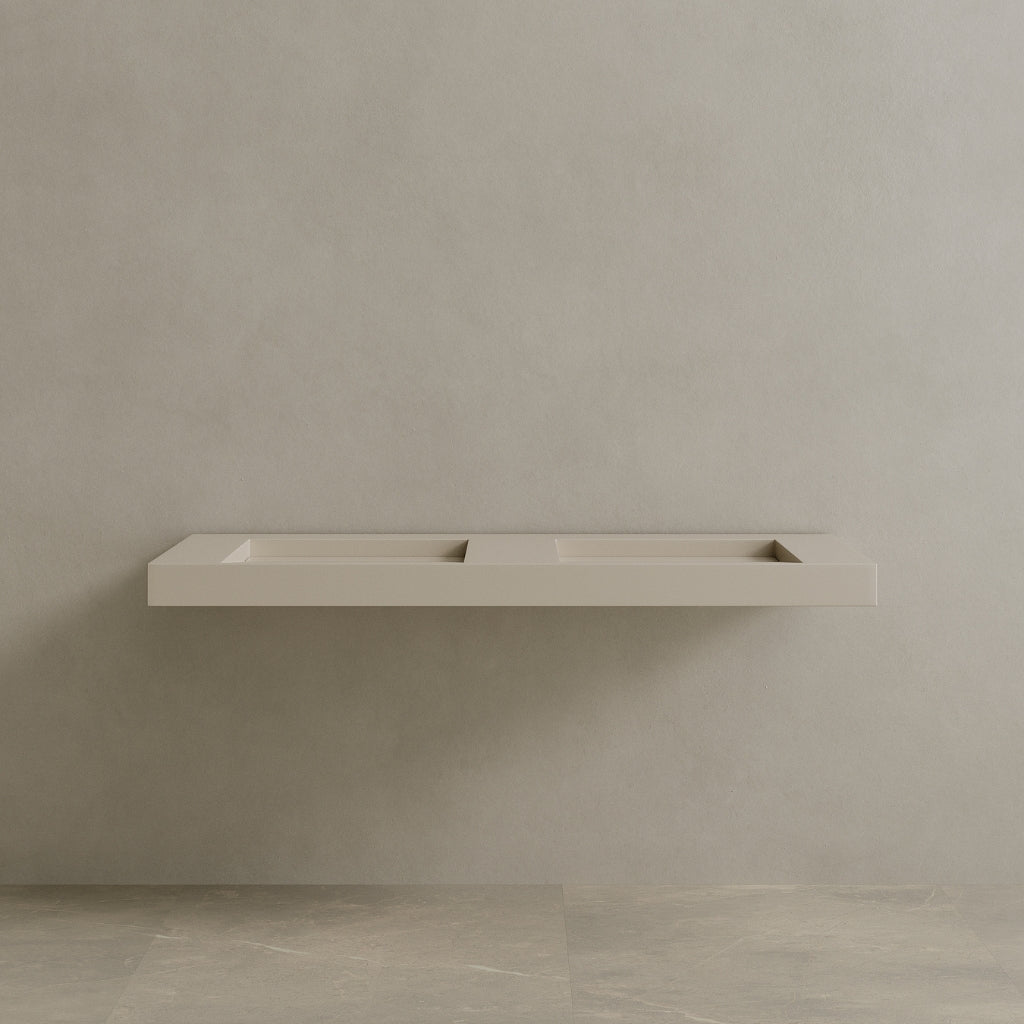 60" Floating Stone Resin Vanity Top with Double Sink