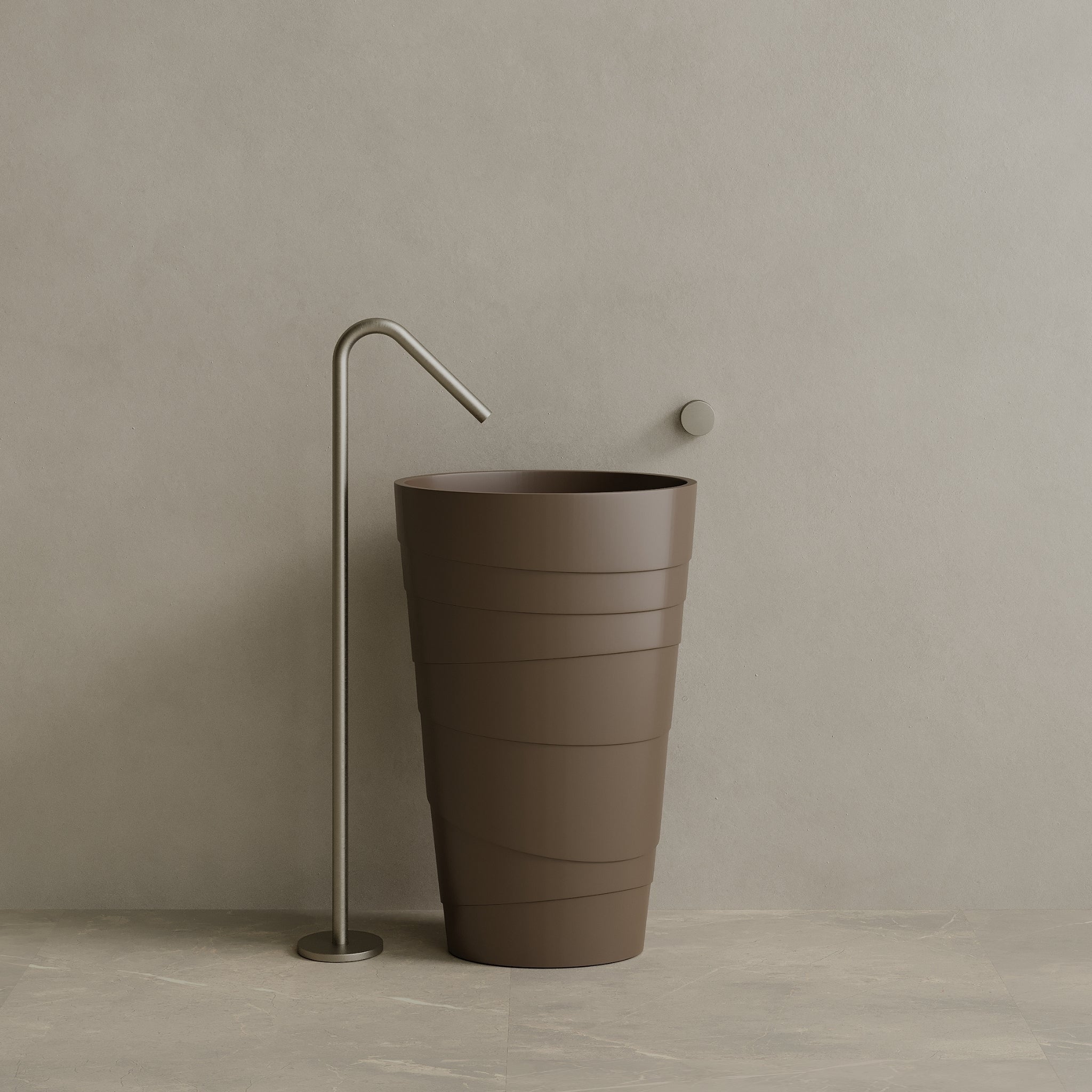 16" x 35" Solid Surface Stone Resin Round Pedestal Sink