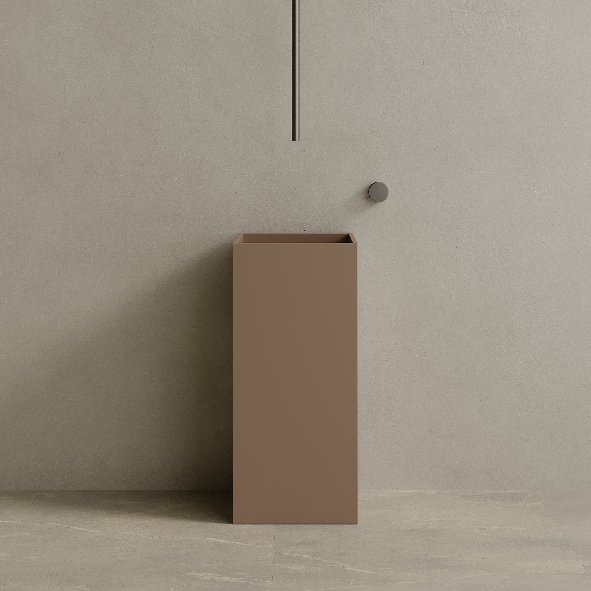 16” x 35” Square Solid Surface Stone Resin Pedestal Sink