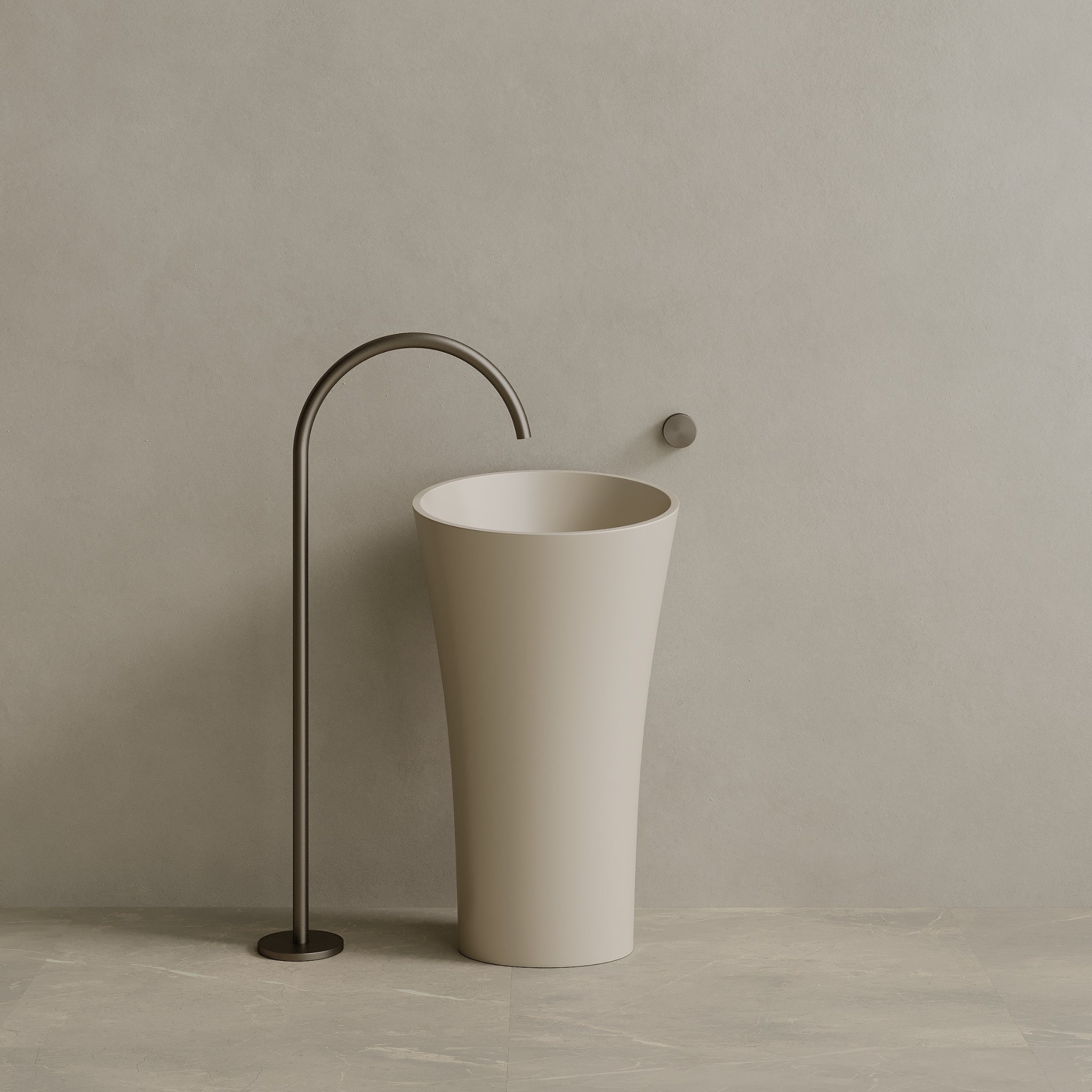 20" x 36" Solid Surface Stone Resin Pedestal Sink