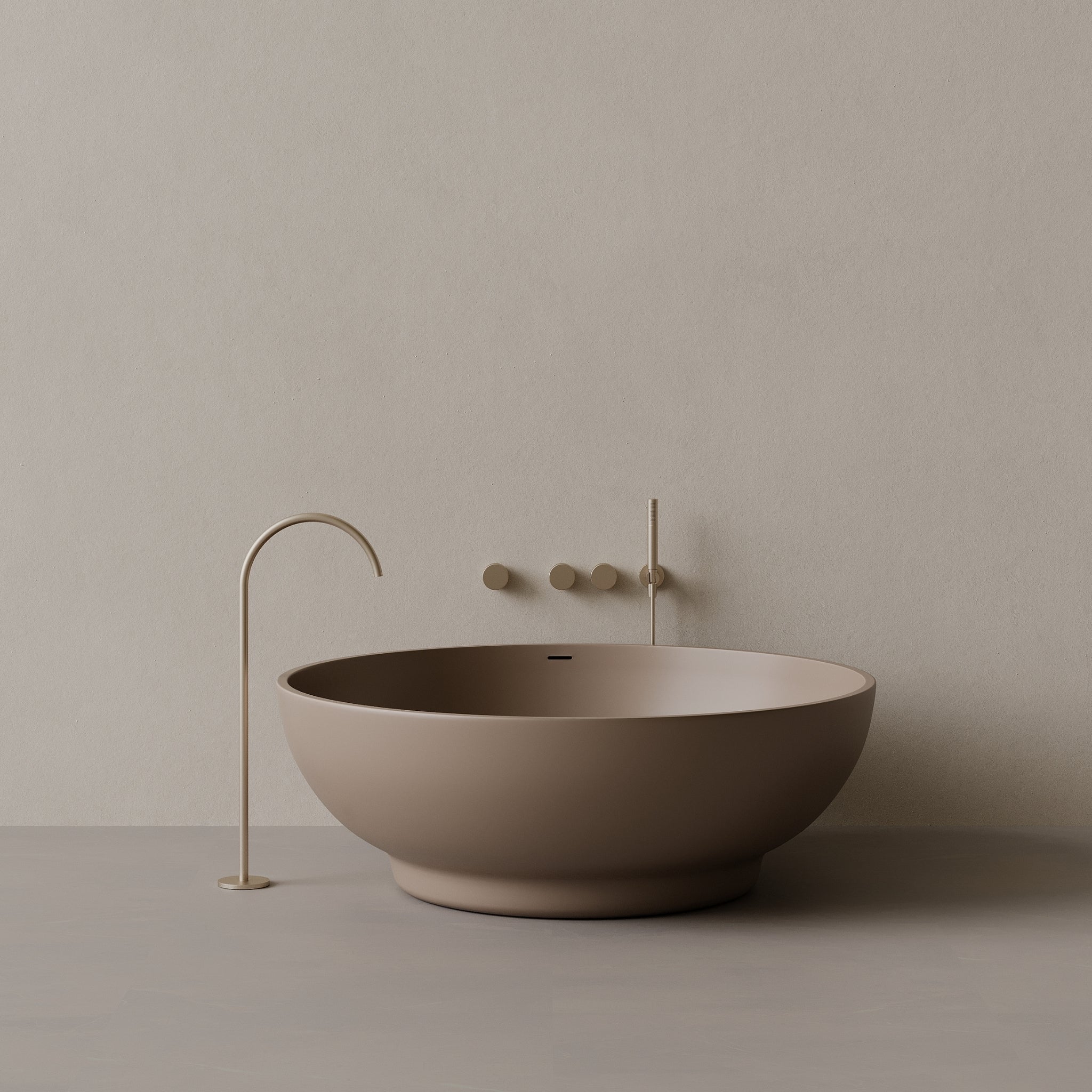 59" x 59" Round Solid Surface Stone Resin Freestanding Bathtub