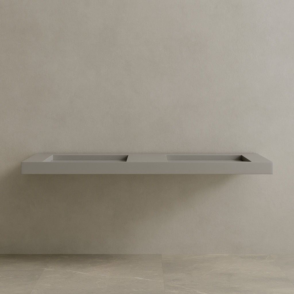 72" Floating Stone Resin Vanity Top with Double Sink