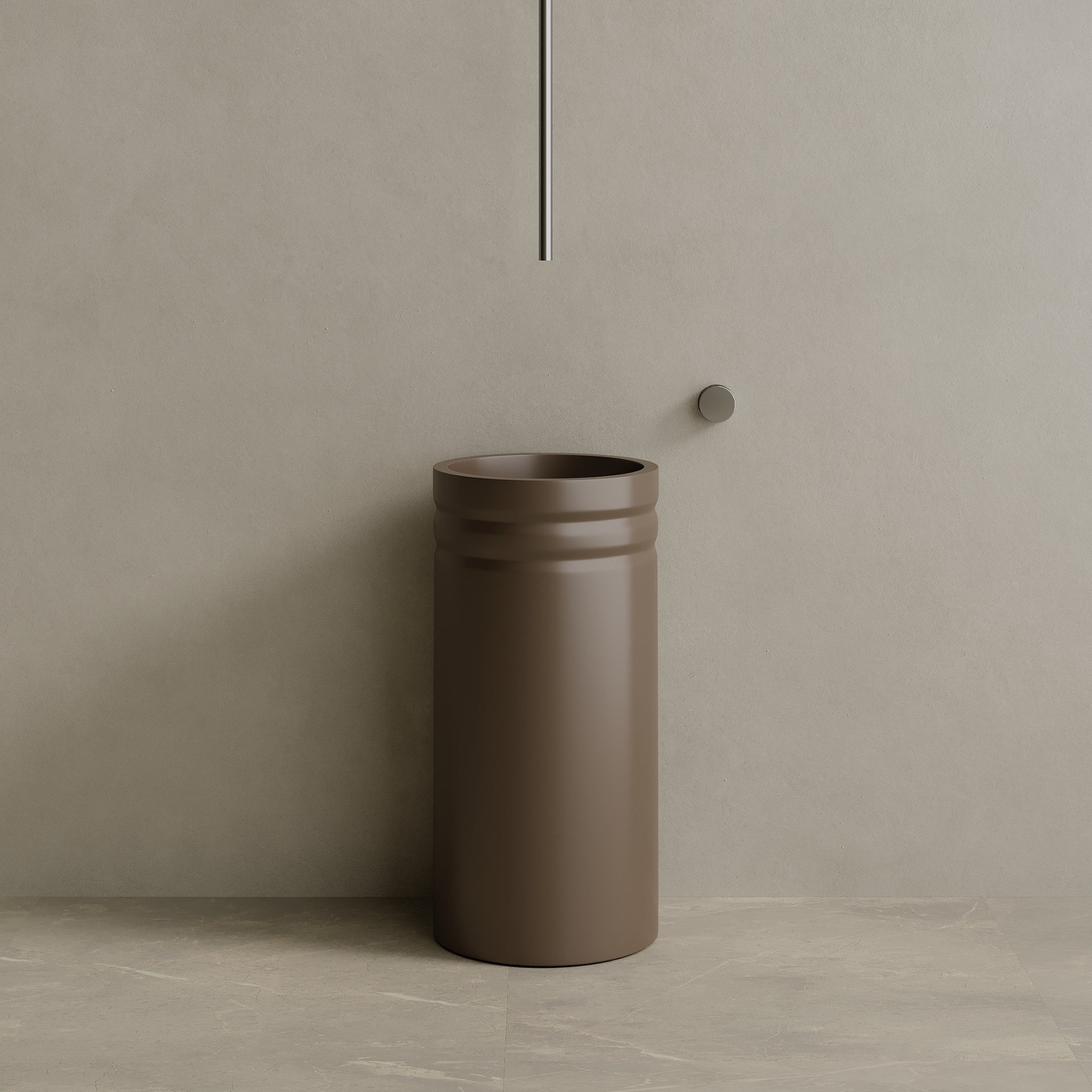 17" x 33" Solid Surface Stone Resin Round Pedestal Sink